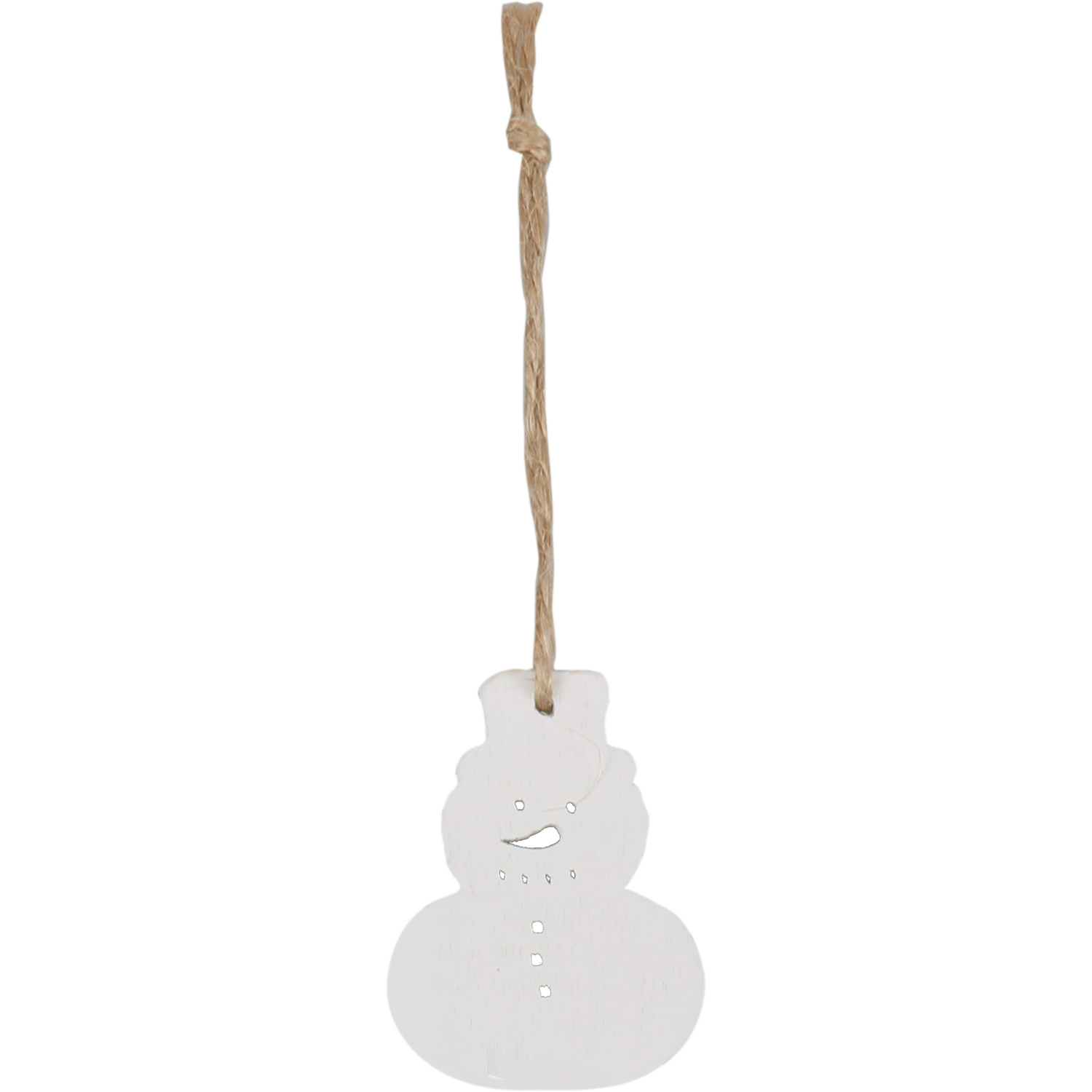 Hanger, hout, met koord, 5x5.2cm, Sneeuwpop, wit 1