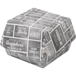 Bak, Karton + verniscoating, hamburgerbak, 120x120x100mm, wit/grijs
