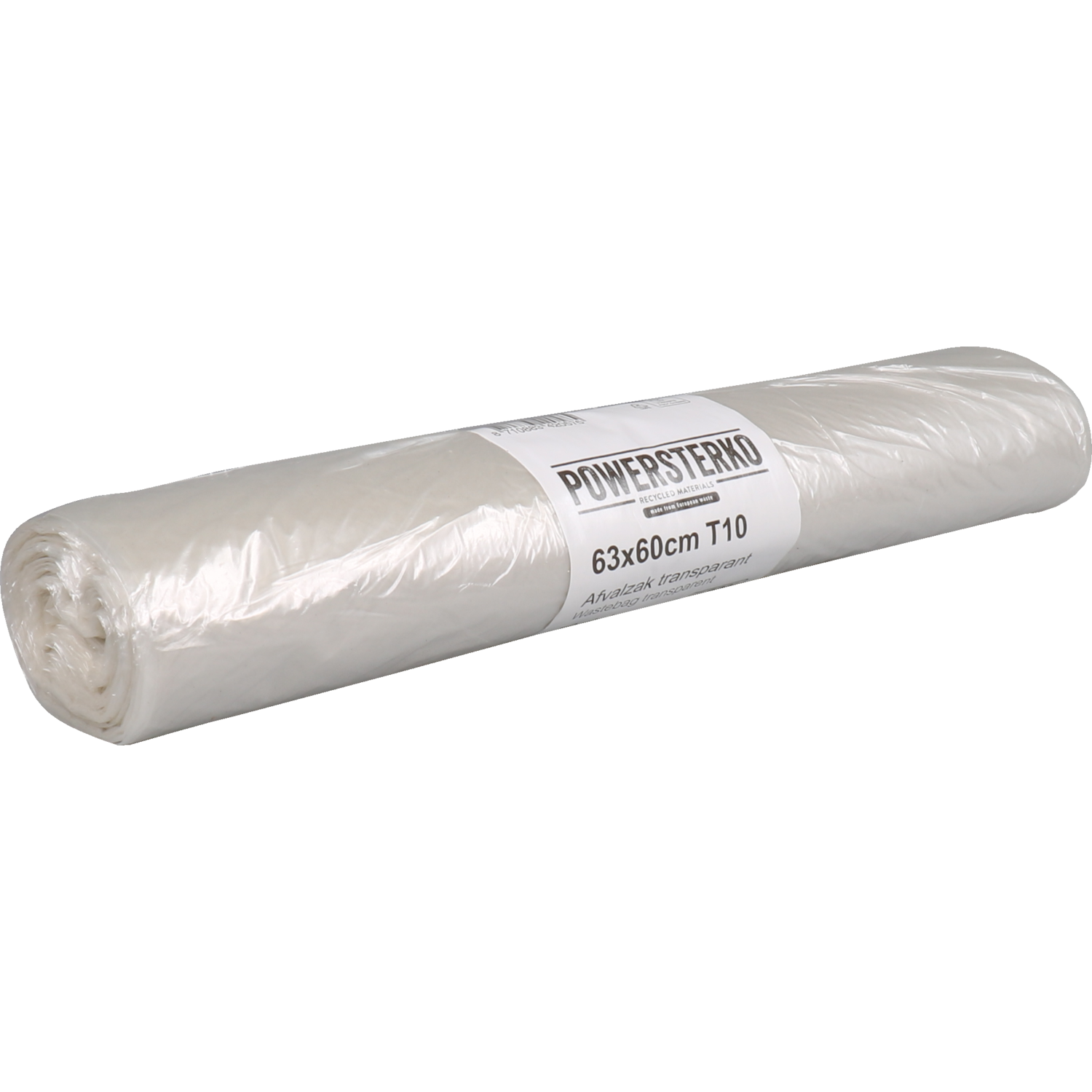 PowerSterko Afvalzak, Gerecycled LDPE, 60x63cm, T10, transparant 1