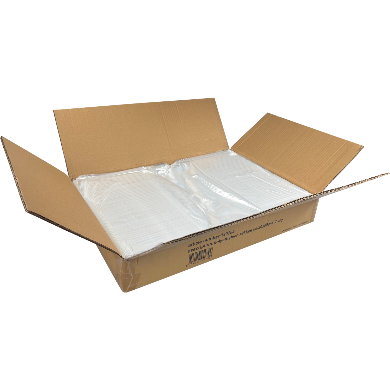 Zak, Kratzak, LDPE, 600/ 2x200x800mm, 20my, transparant 5