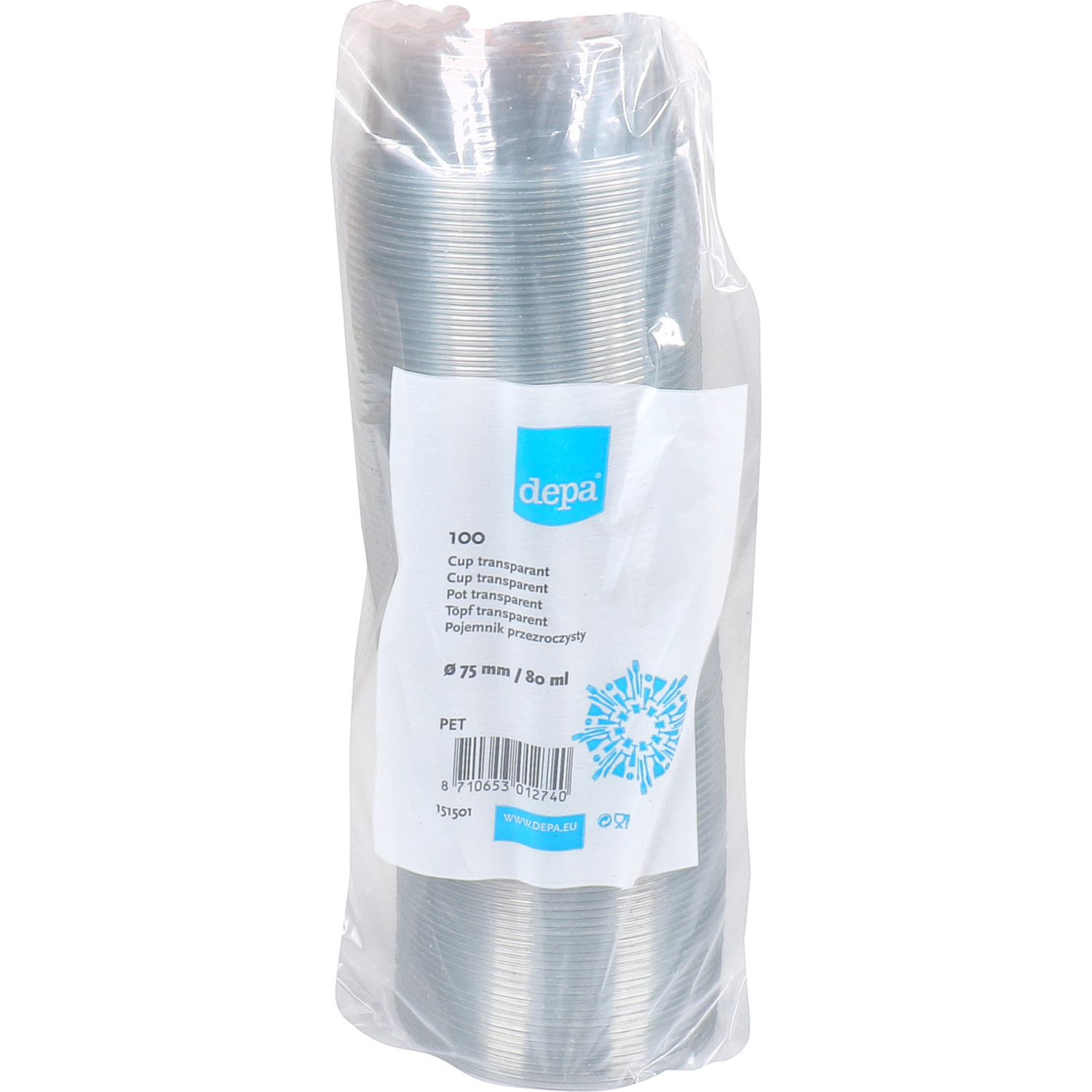 Cup, 80ml, Ø 75mm, gerecycled PET, transparant 2