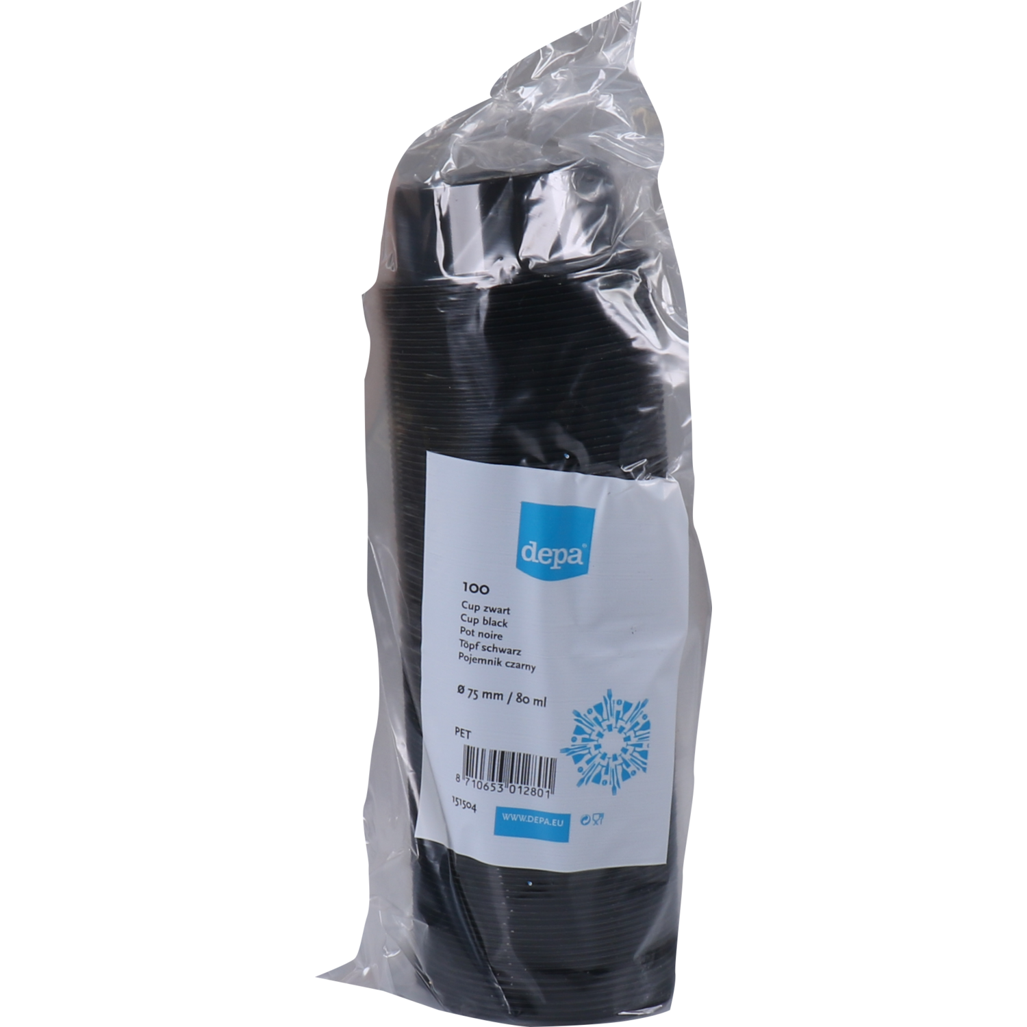 Cup, 80ml, Ø 75mm, gerecycled PET, zwart 2