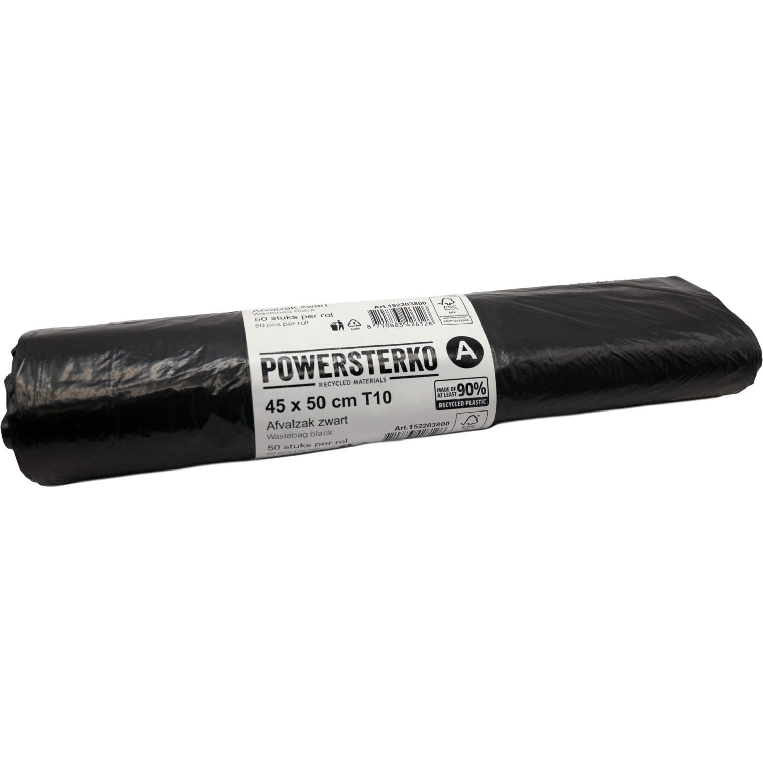 PowerSterko Afvalzak, Gerecycled LDPE, 45x50cm, T10, zwart 1