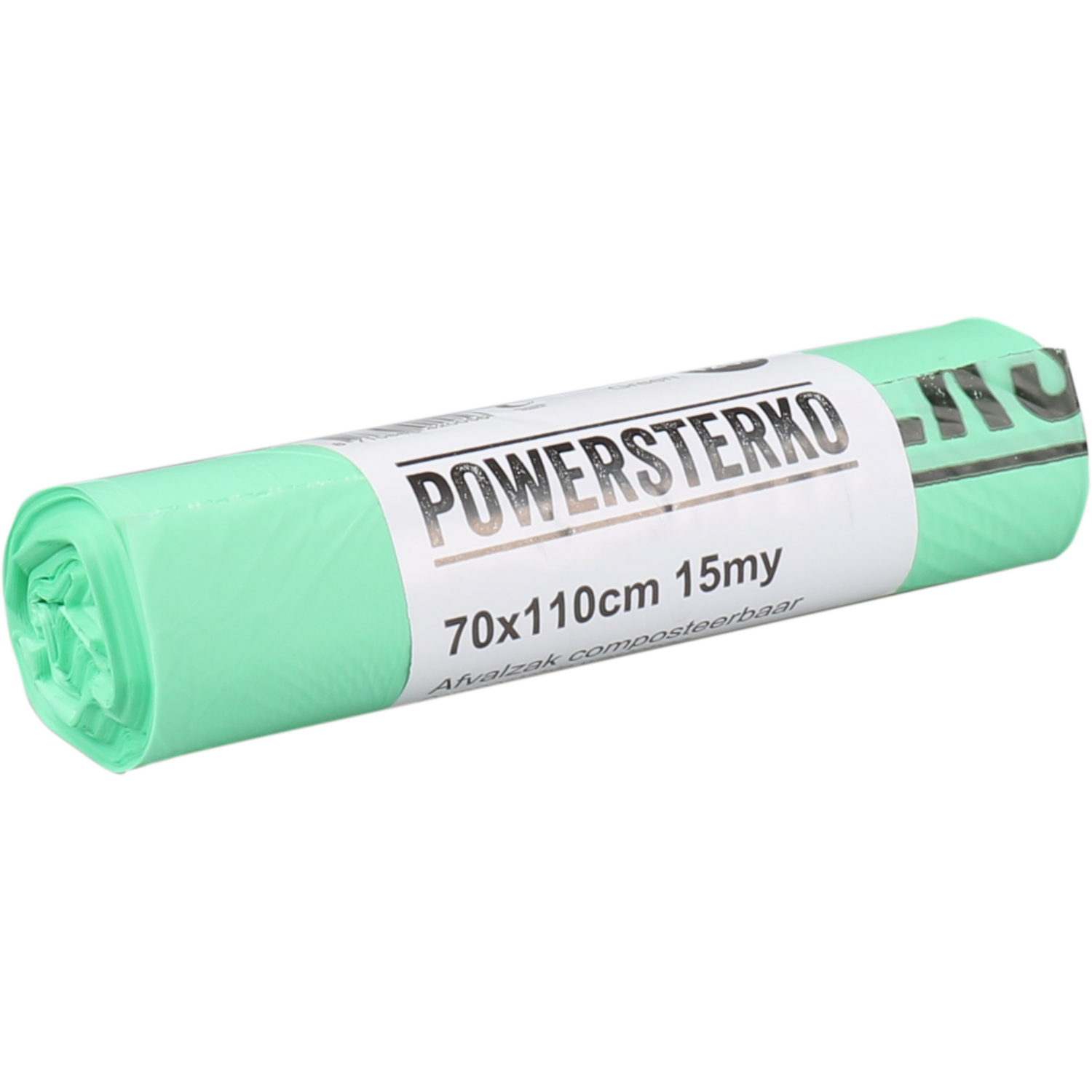 PowerSterko Afvalzak, Bioplastic o.b.v. zetmeelblend, 120l, 70x110cm, 15my, groen 1