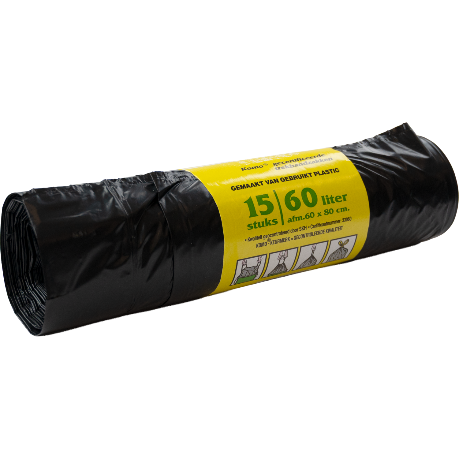 KOMO Afvalzak, Gerecycled LDPE, 60x80cm, 45my, grijs 1