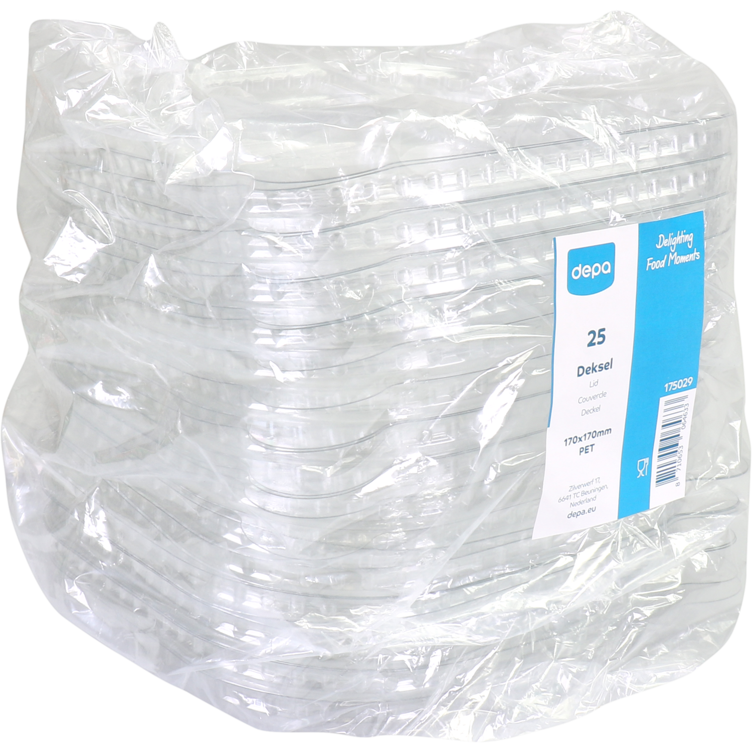 Depa Deksel, saladebak, PET, vierkant, 170x170x transparant 2