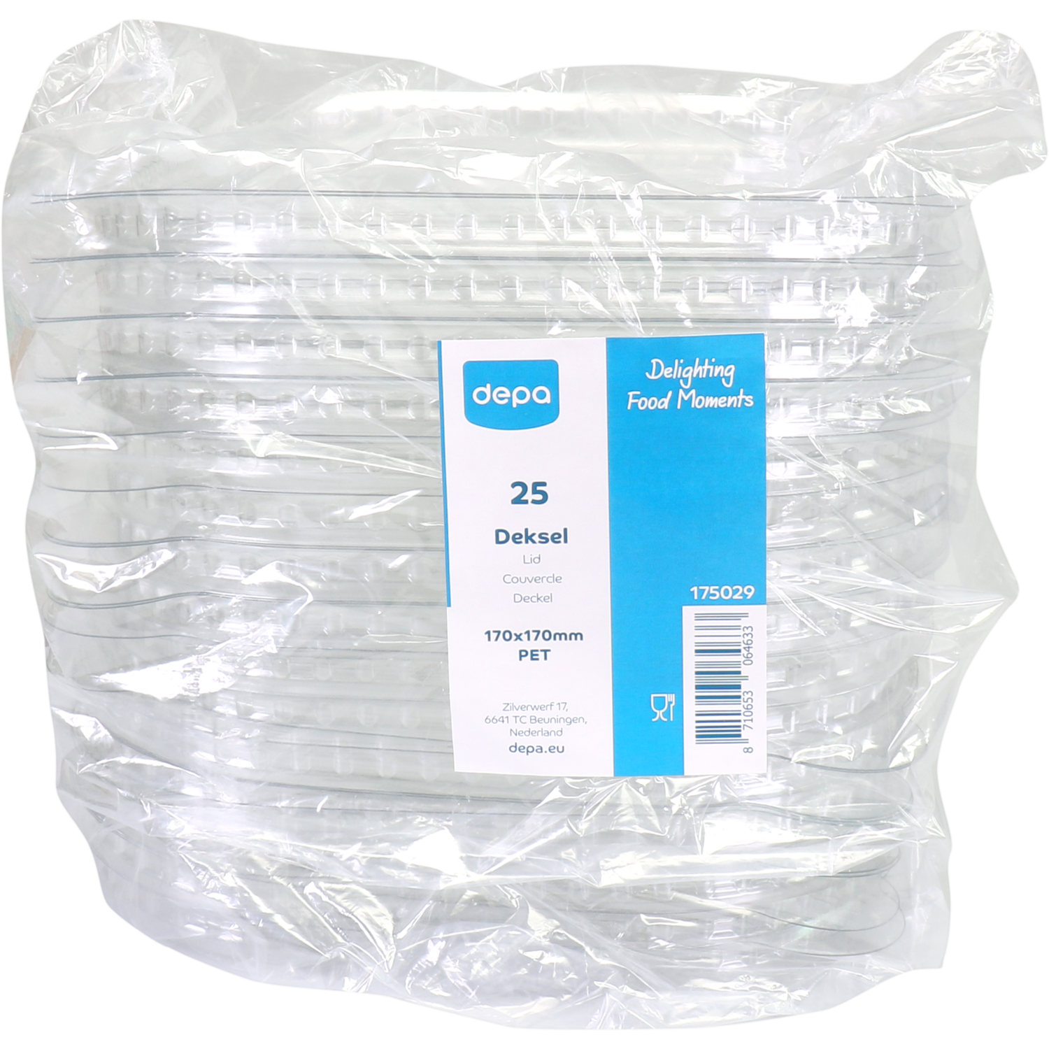 Depa Deksel, saladebak, PET, vierkant, 170x170x transparant 3