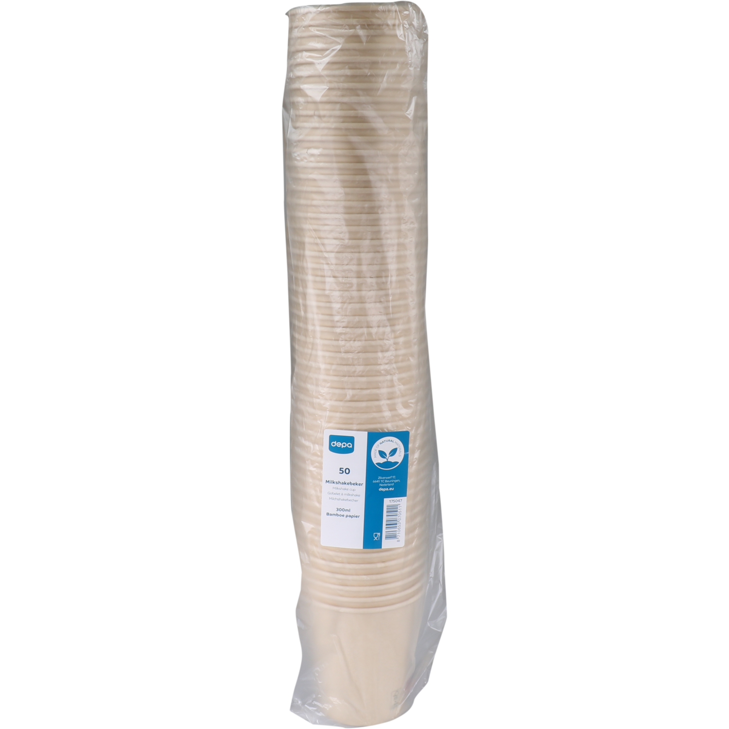 Depa, Milkshakebeker, Bamboepapier + PE, 300ml, 12oz, Ø90mm, lichtbruin 2