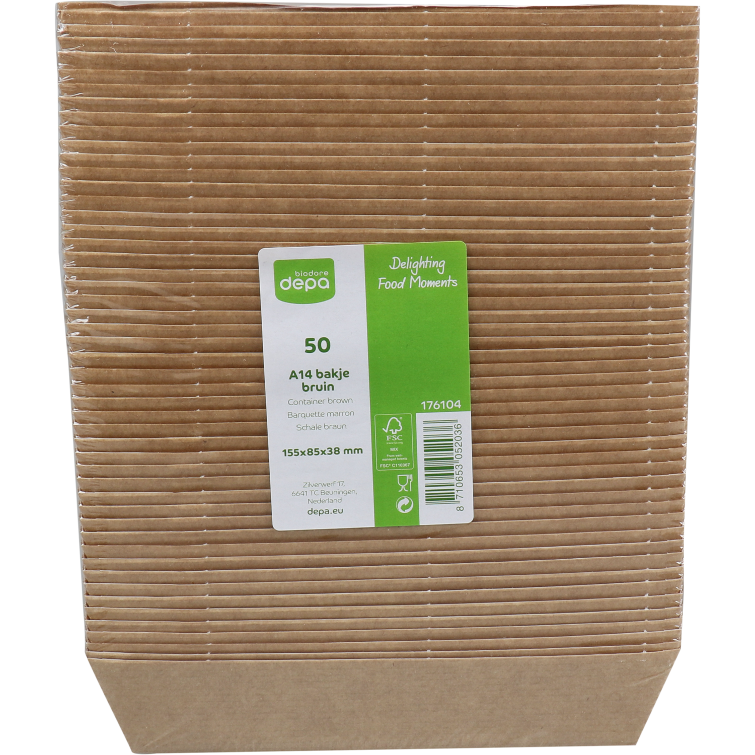 Depa Bak, Ersatzpapier, A14, Golfpapieren snacklijn, snackbak, 157x88x35mm, bruin 2