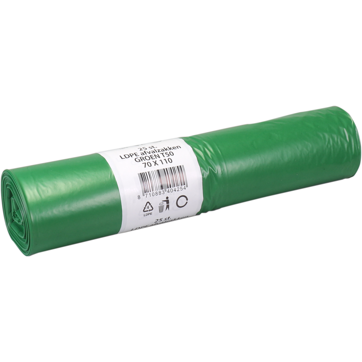 PowerSterko Afvalzak, Gerecycled LDPE, 70x110cm, T50, groen 2