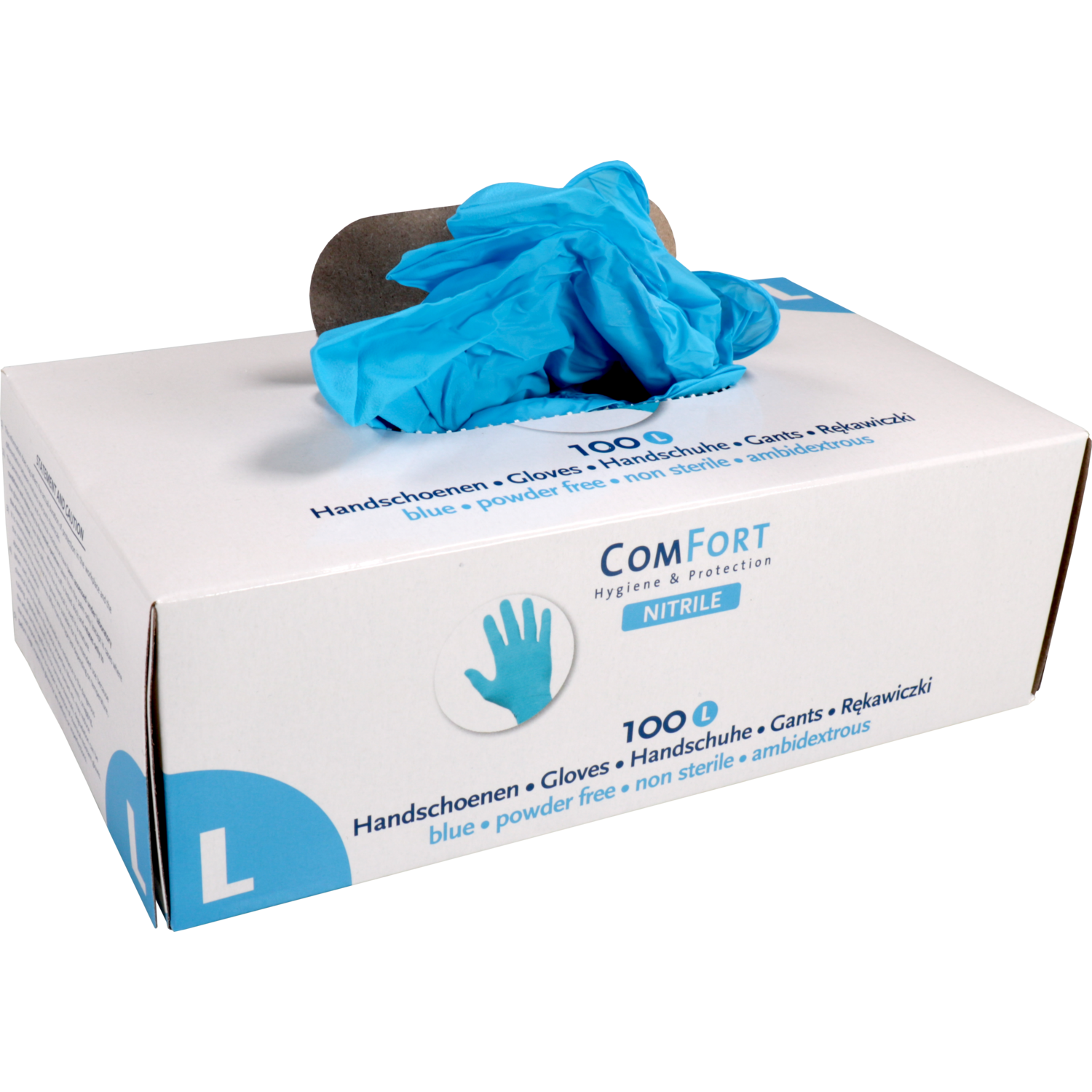 ComFort Handschoen, Nitril, ongepoederd, L, 4gr, blauw 3