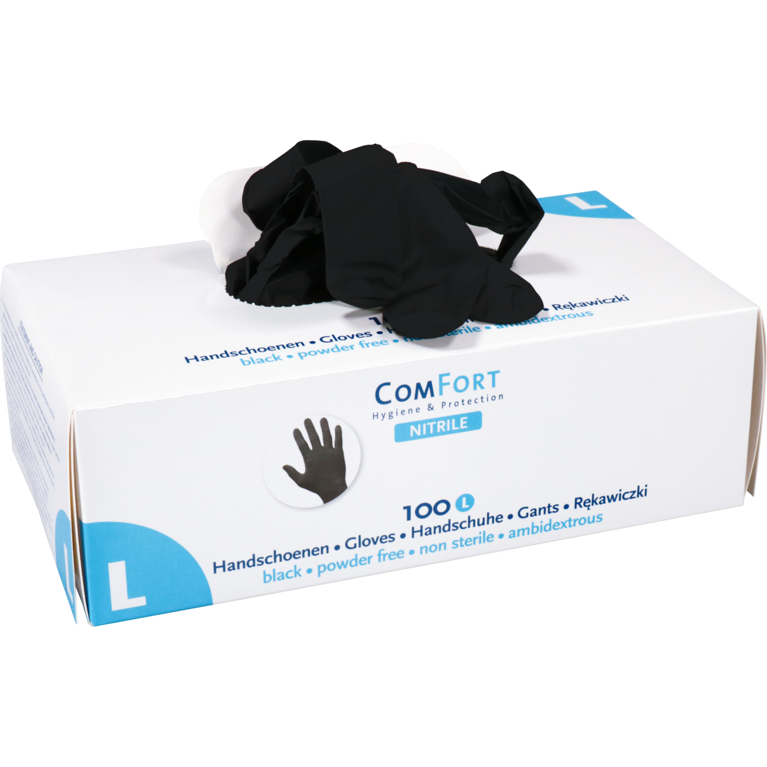 ComFort Handschoen, Nitril, ongepoederd, L, 4gr, zwart 3