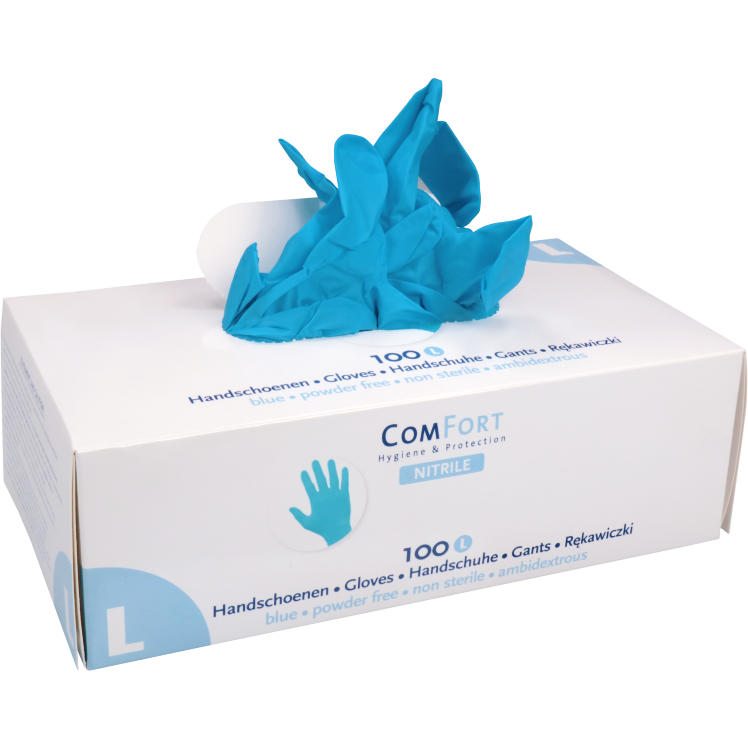 ComFort Handschoen, Nitril, ongepoederd, L, 3.5gr, blauw 3