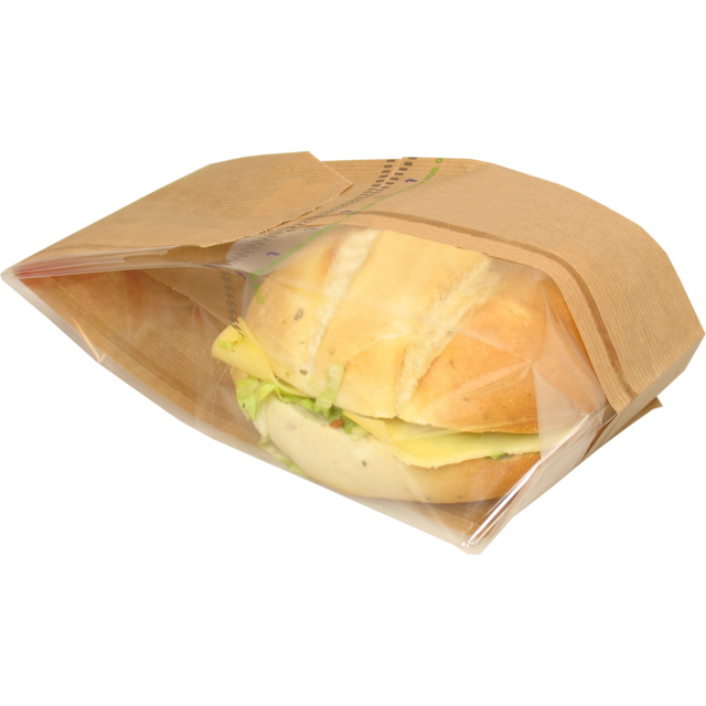 Zak, Brood- en banketzak, Kraftpapier + PET, 11/ 6x34cm, bruin 1