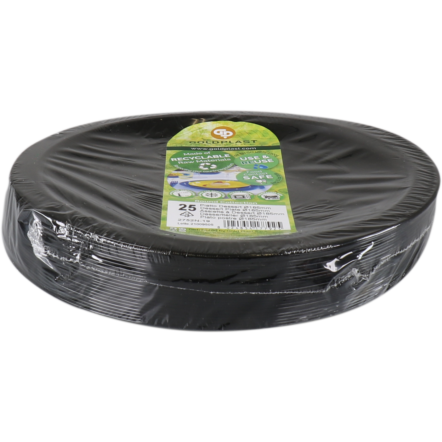 Goldplast Bord, dessertbord, Use & reuse, reusable, rond, 1-vaks, pP, Ø18.5cm, zwart 2
