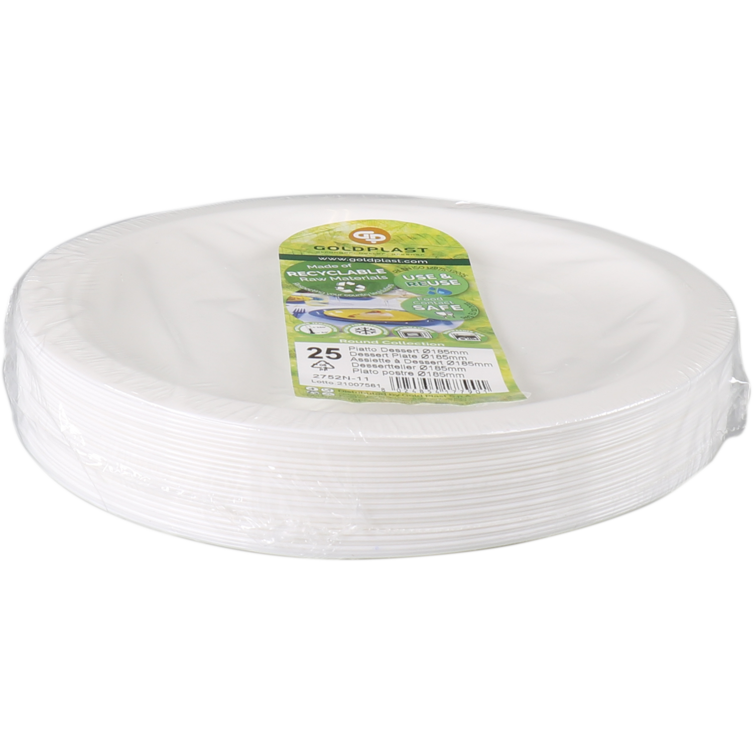 Goldplast Bord, dessertbord, Use & reuse, reusable, rond, 1-vaks, pP, Ø18.5cm, wit 2