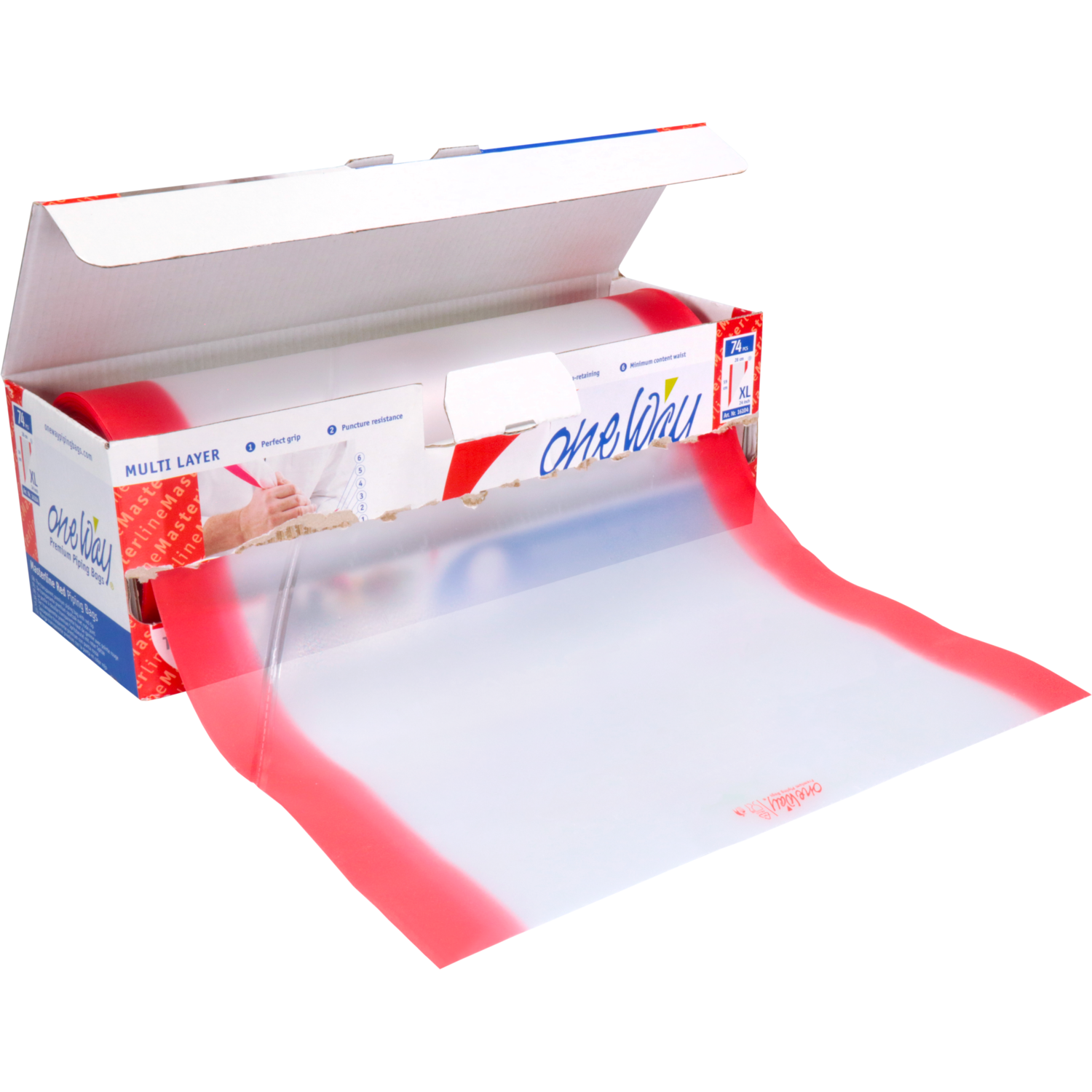 Spuitzak, 59x28cm, LDPE, transparant/rood 4