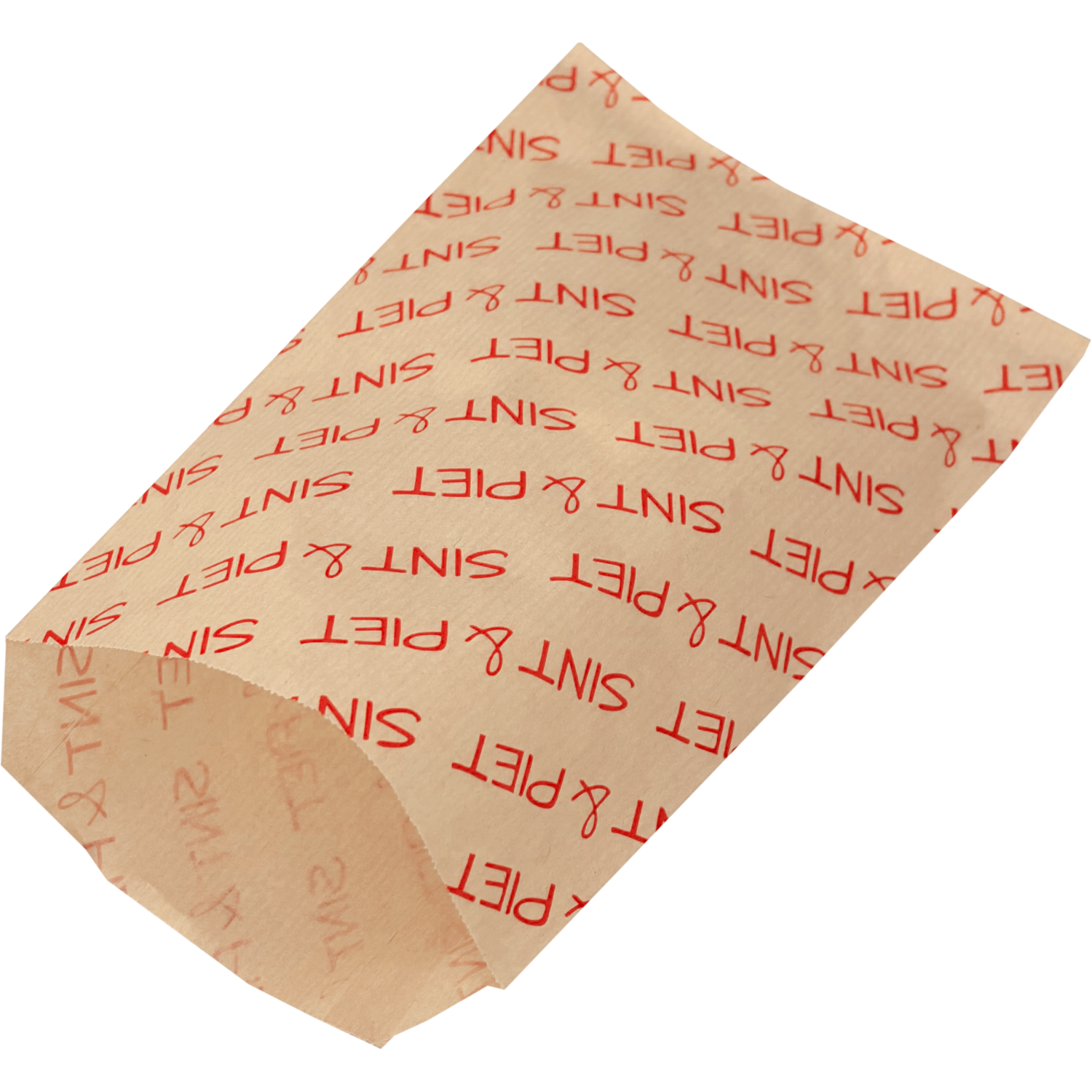 Zak, Fourniturenzak, Papier, 15x22cm, Sint & Piet, bruin/rood 4