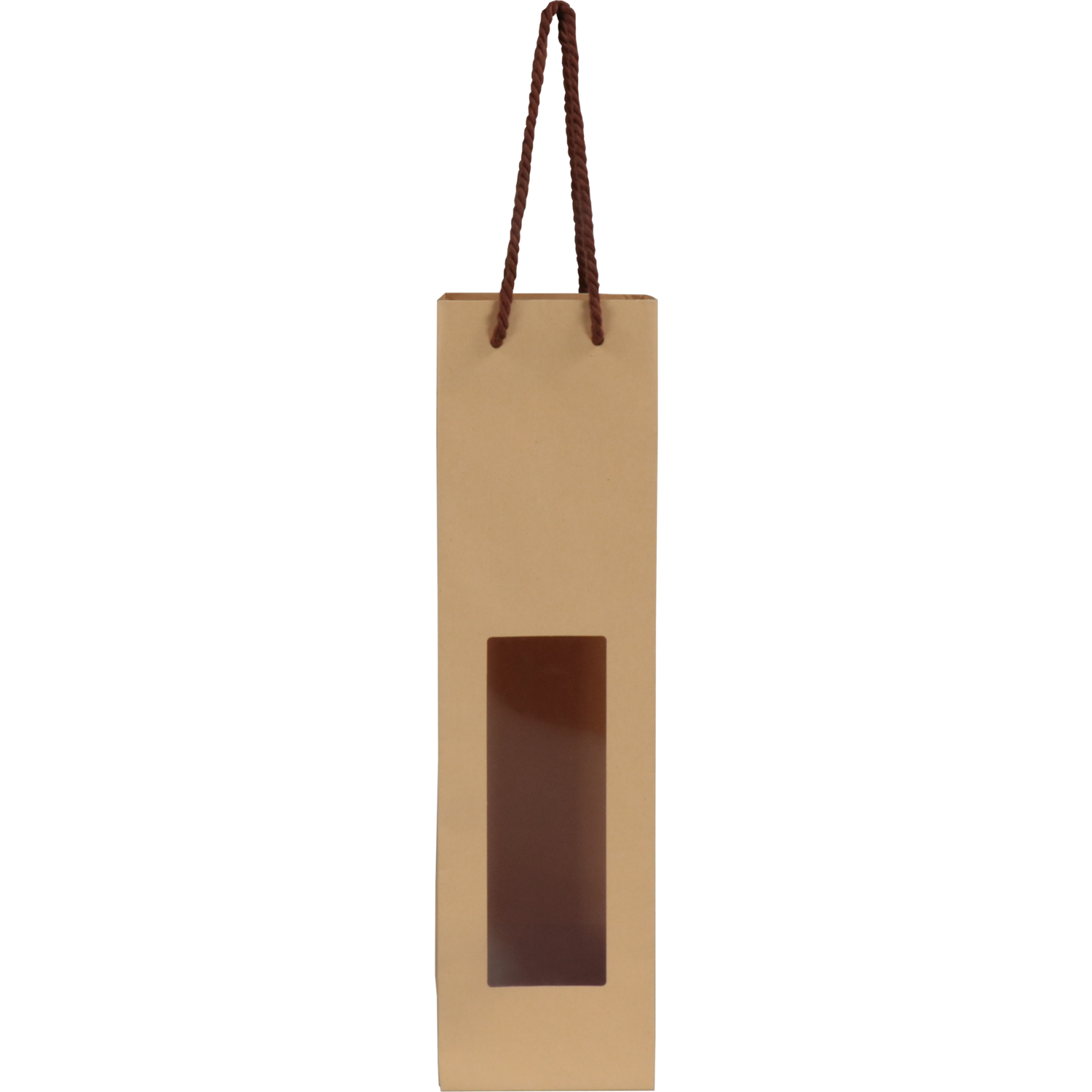 Tas, Papier, met venster, 9.8x9x38cm, wijnflestas,  2