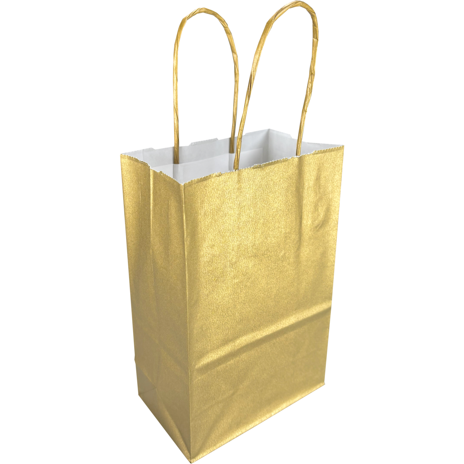 Tas, Papier, gedraaid papieren koord, 14x 8x21cm, draagtas, goud 2
