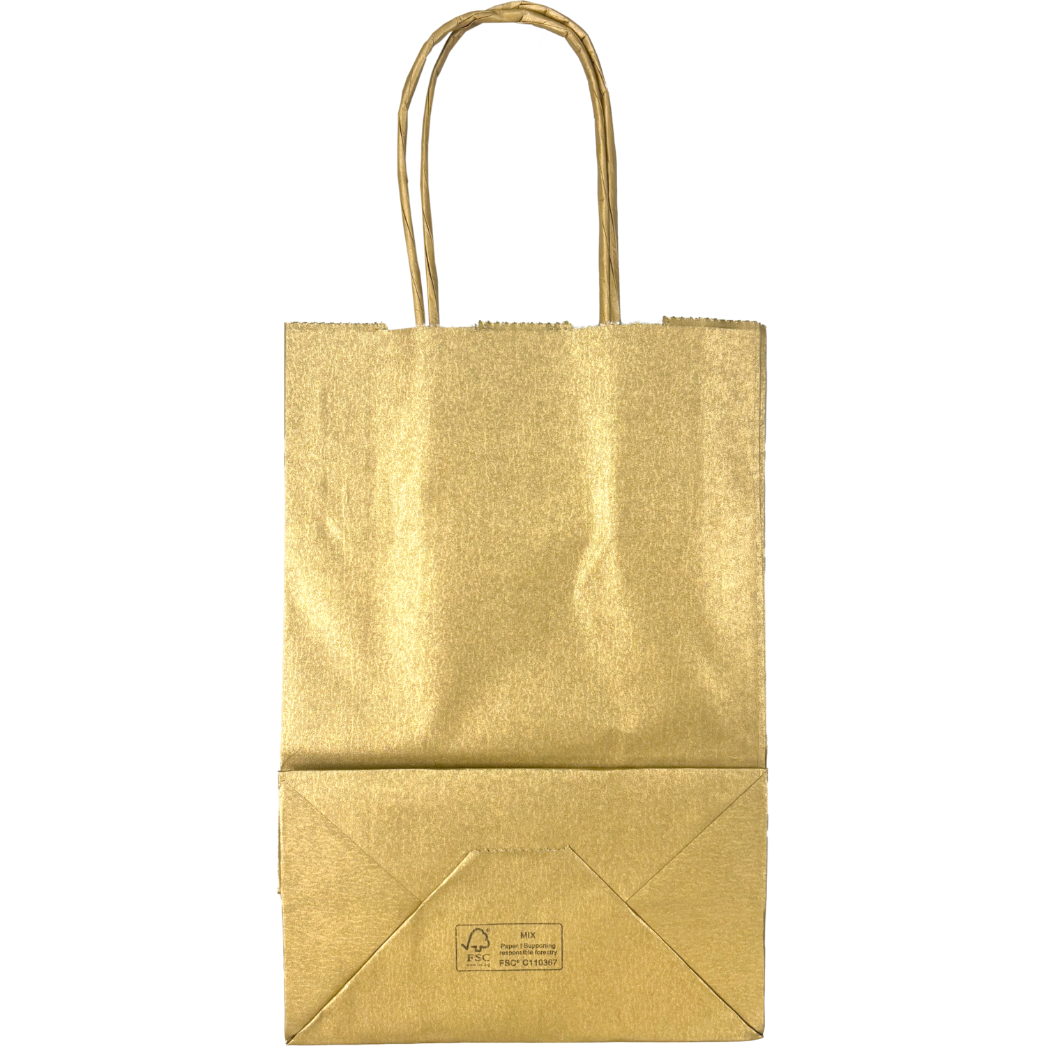 Tas, Papier, gedraaid papieren koord, 14x 8x21cm, draagtas, goud 4
