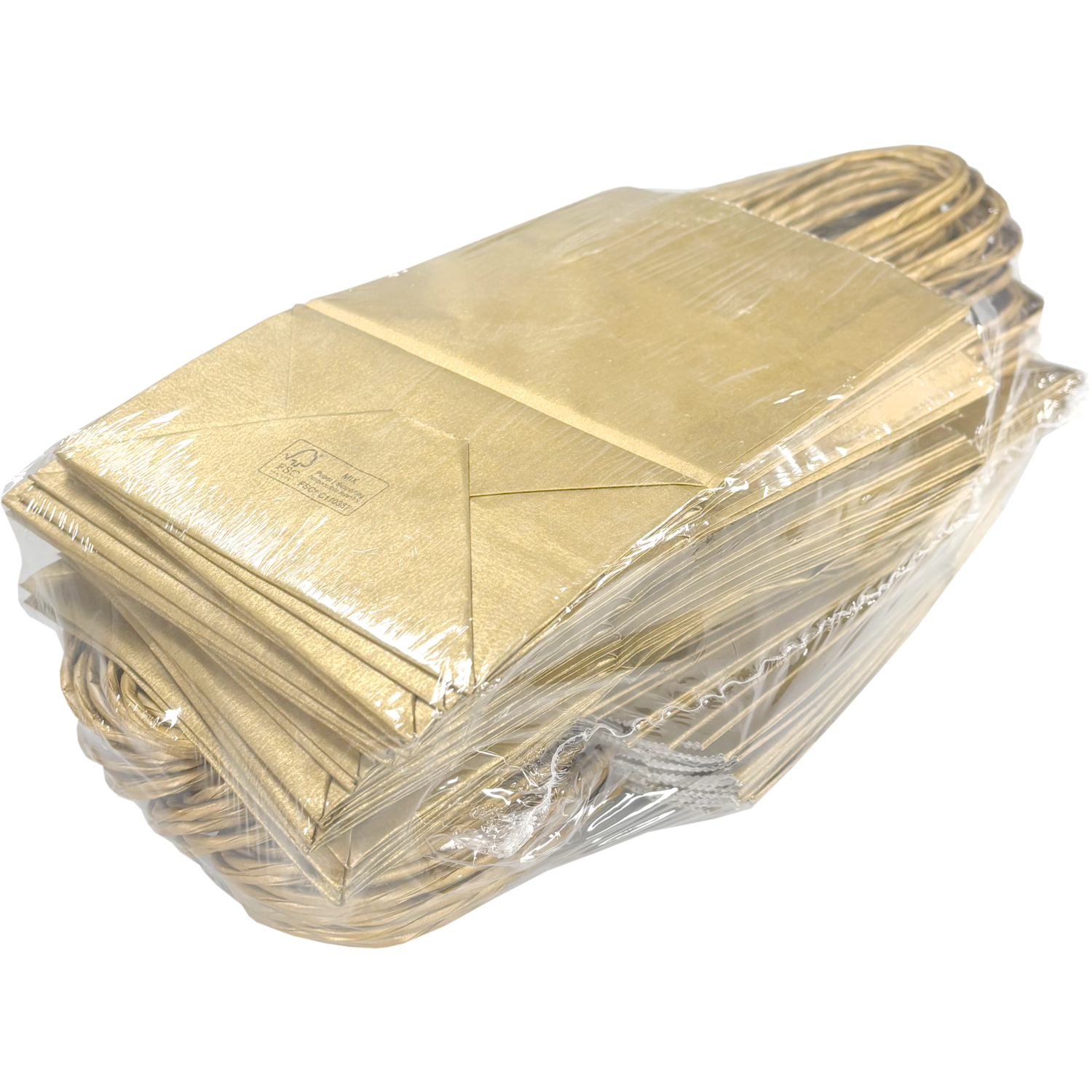 Tas, Papier, gedraaid papieren koord, 14x 8x21cm, draagtas, goud 9