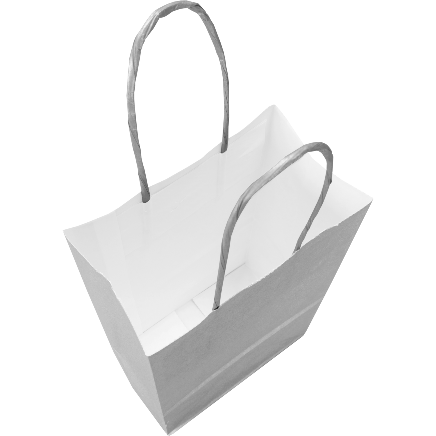 Tas, Papier, gedraaid papieren koord, 14x 8x21cm, draagtas, zilver 4