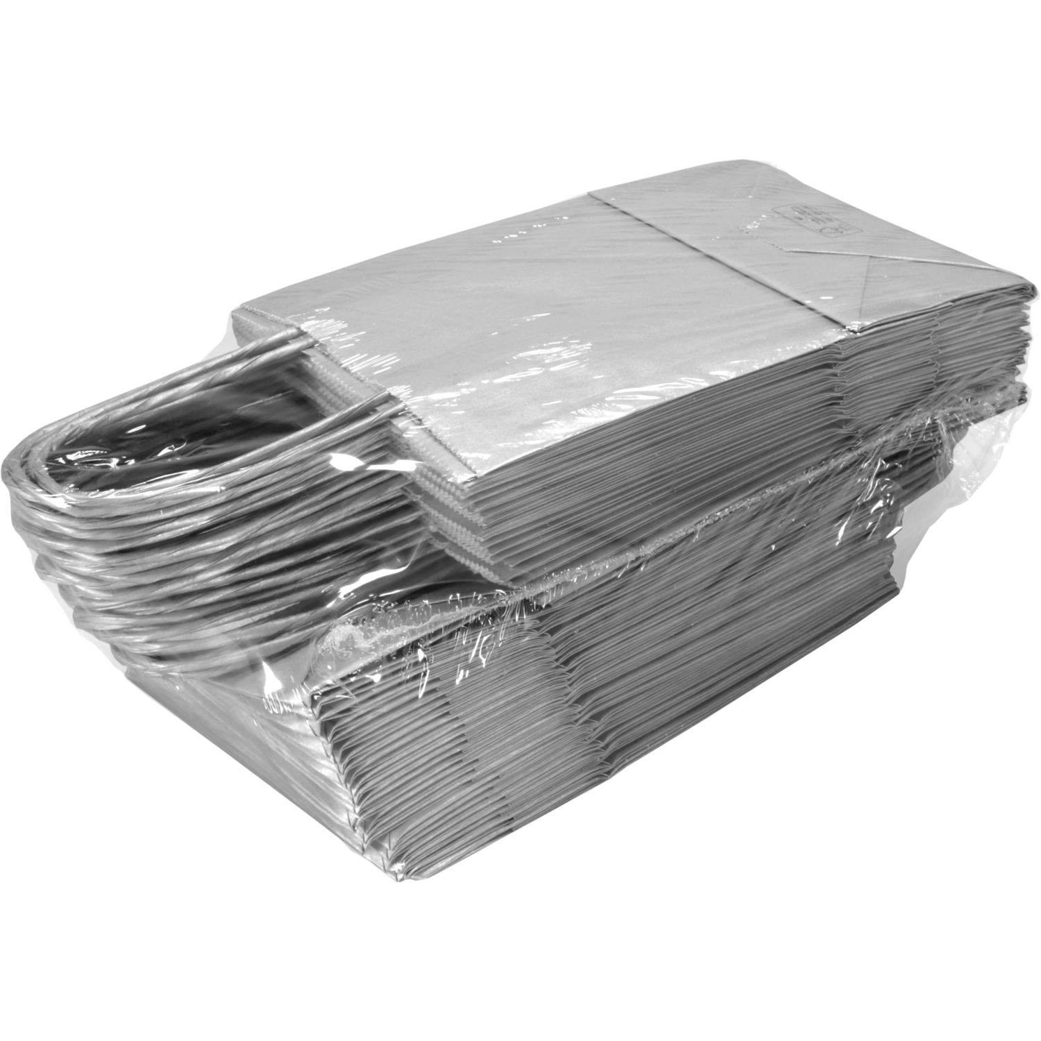 Tas, Papier, gedraaid papieren koord, 14x 8x21cm, draagtas, zilver 6
