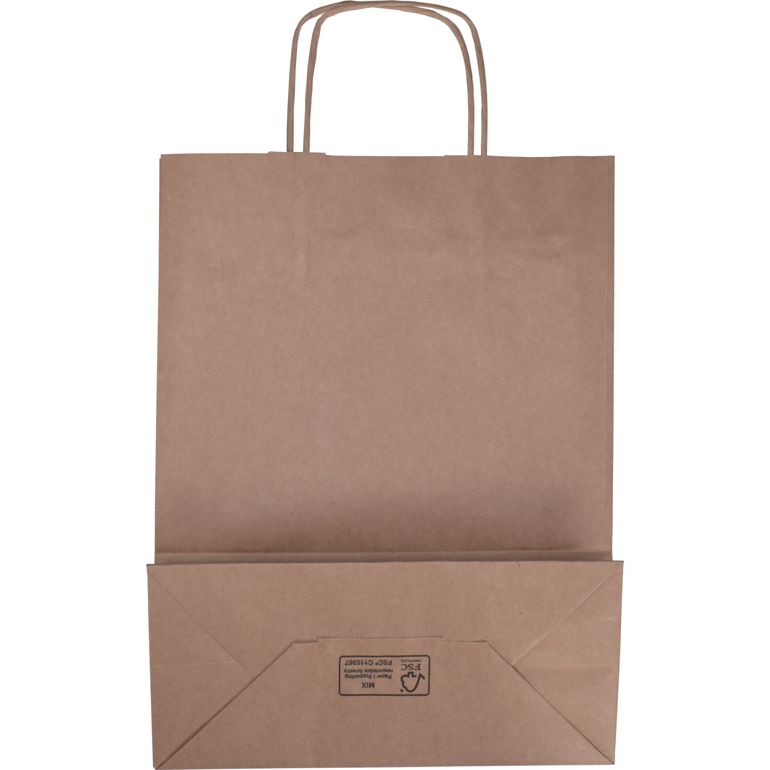 Tas, Kraftpapier, gedraaid papieren koord, 26x 12x34cm, draagtas, bruin 2