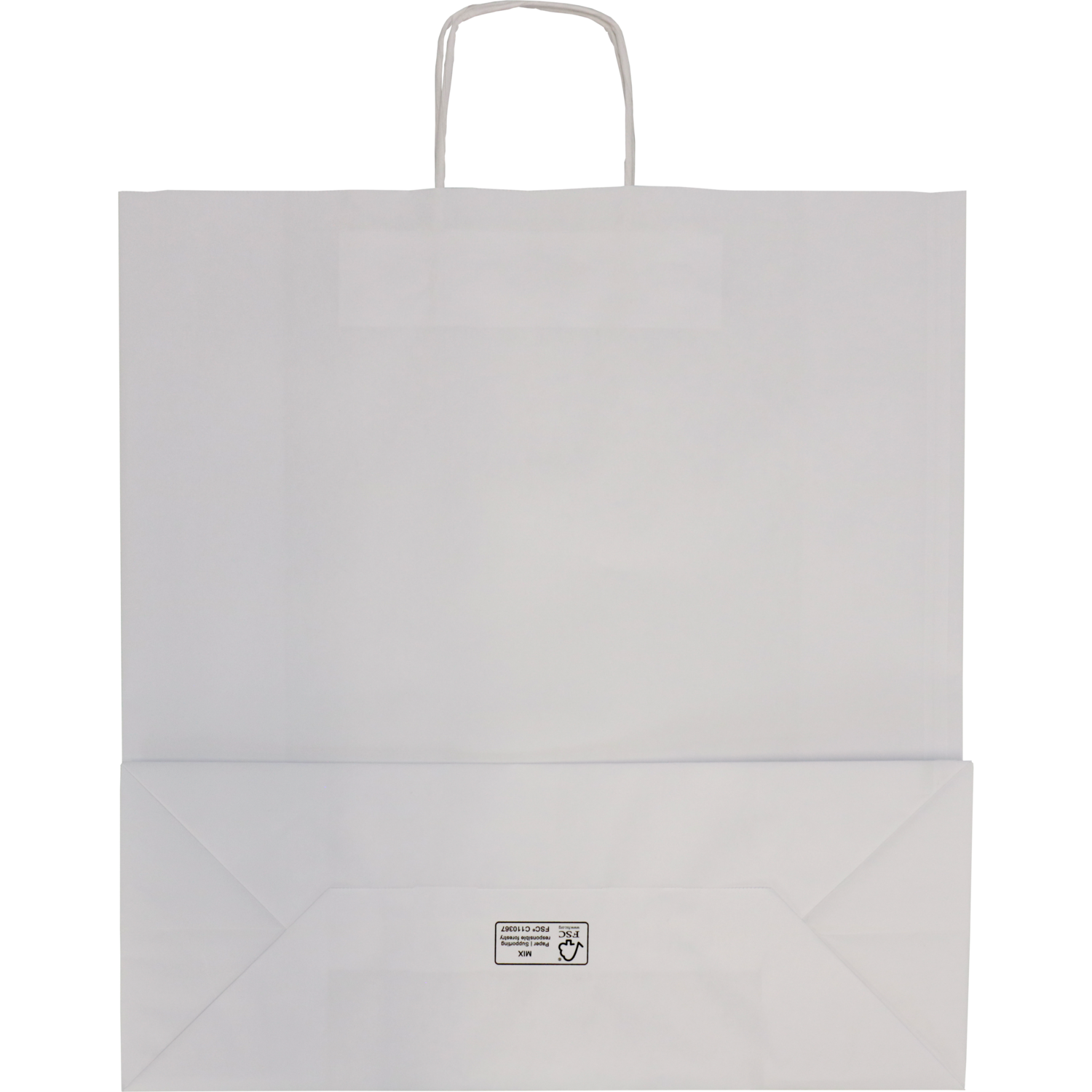 Tas, Kraftpapier, gedraaid papieren koord, 45x 17x48cm, draagtas, wit 2