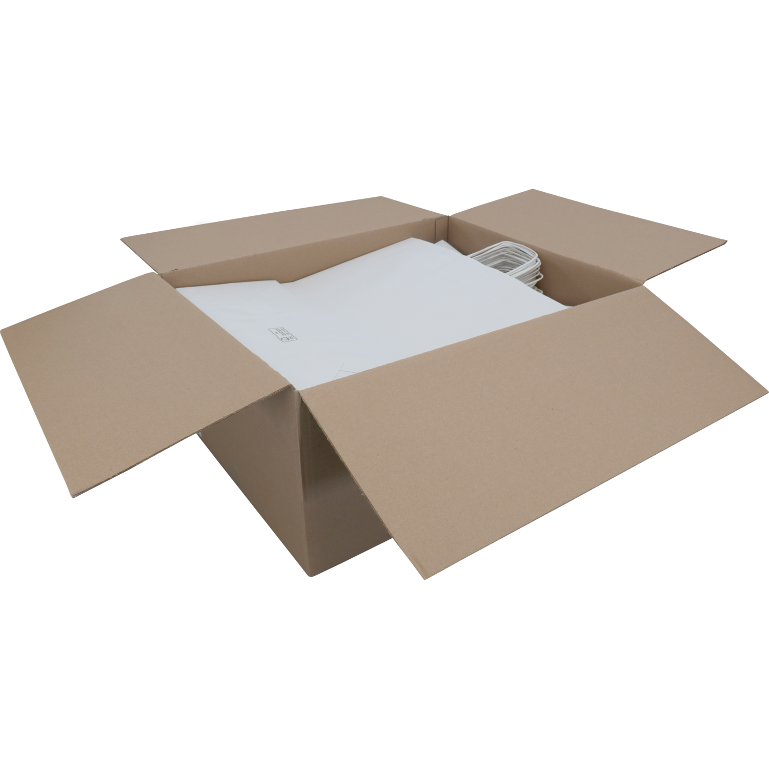 Tas, Kraftpapier, gedraaid papieren koord, 45x 17x48cm, draagtas, wit 3