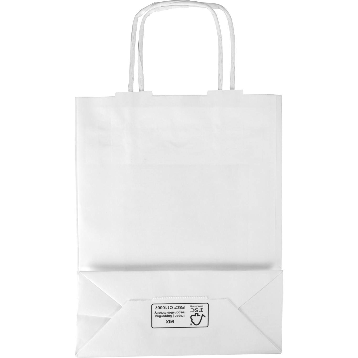 Tas, Kraftpapier, gedraaid papieren koord, 18x 8x24cm, draagtas, wit 2