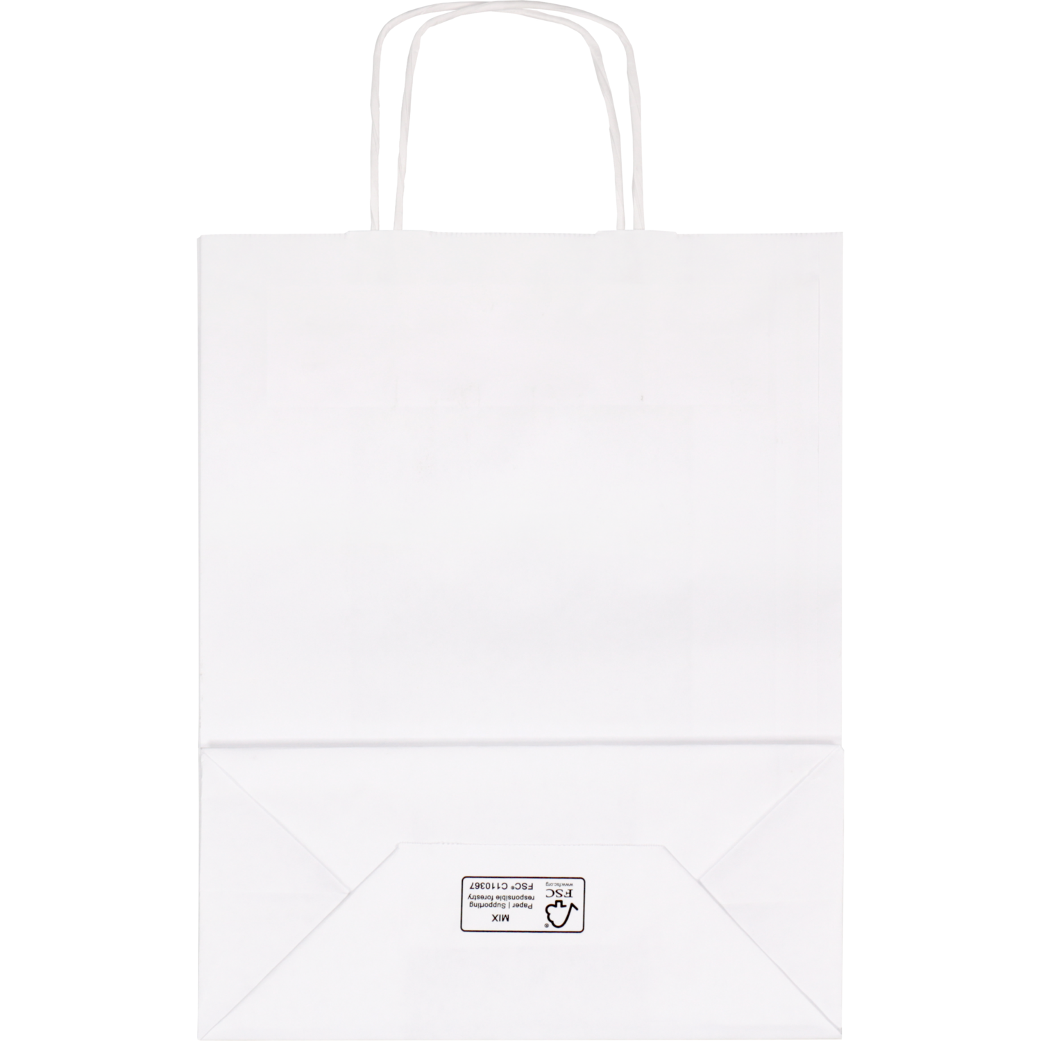Tas, Kraftpapier, gedraaid papieren koord, 26x 12x34cm, draagtas, wit 2