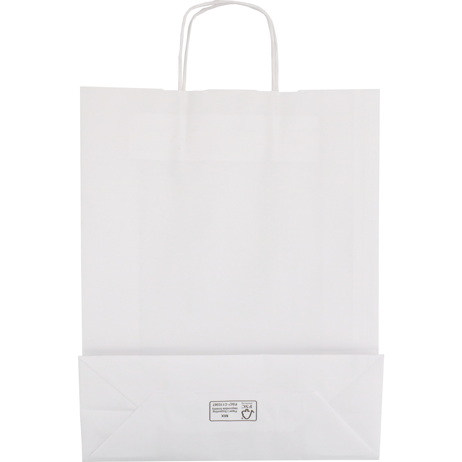 Tas, Kraftpapier, gedraaid papieren koord, 32x 12x41cm, draagtas, wit 2