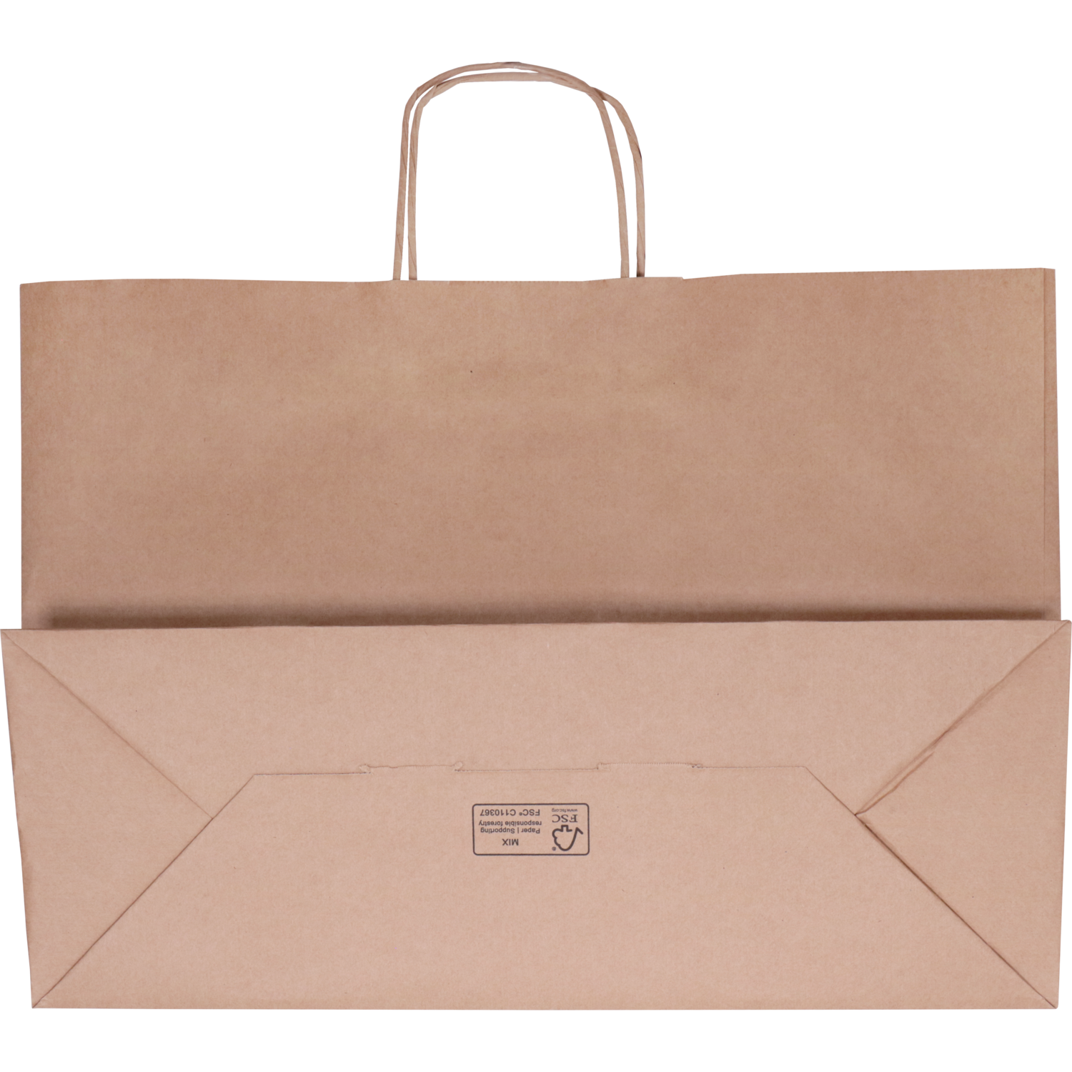 Tas, Kraftpapier, gedraaid papieren koord, 45x 17x33cm, draagtas, bruin 2