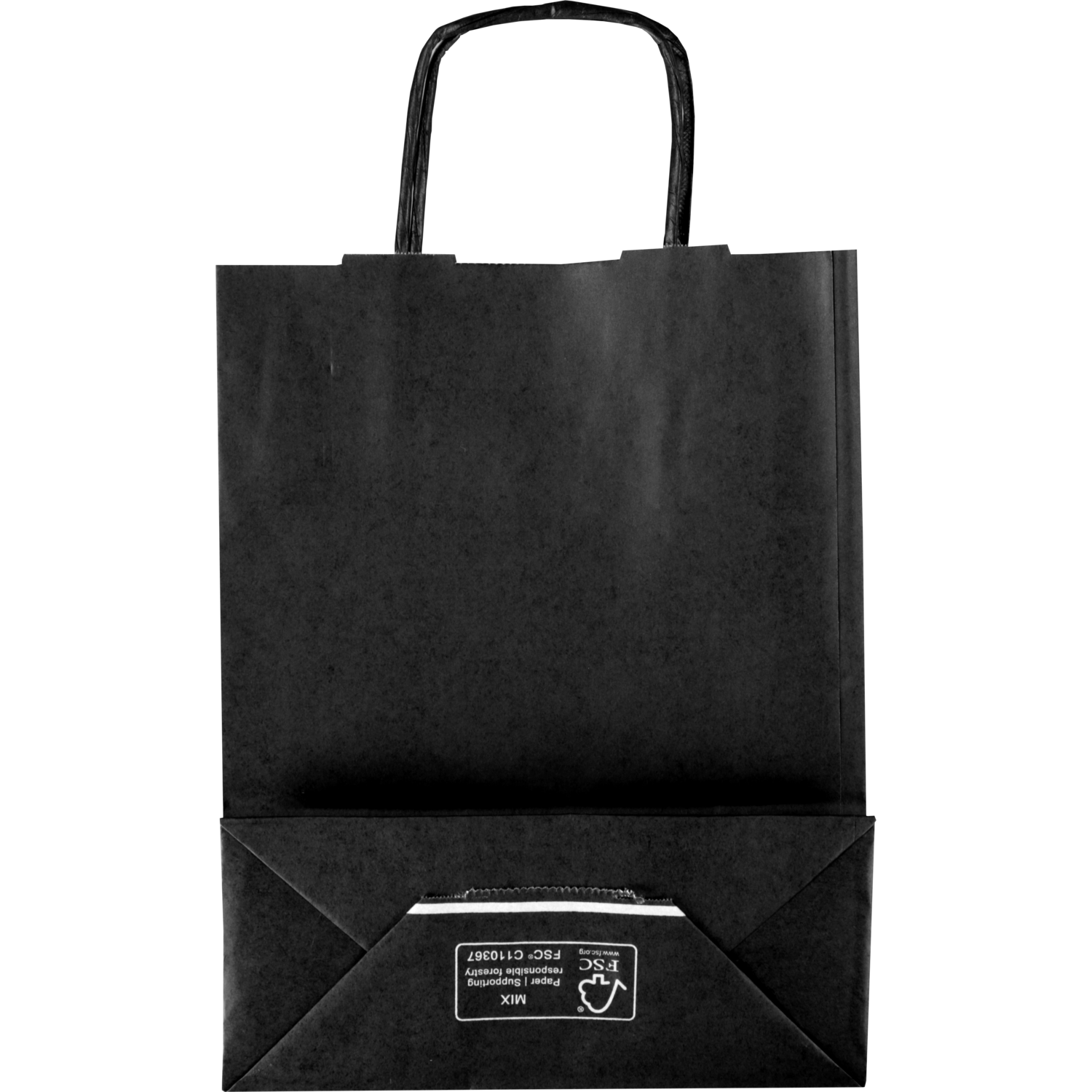 Tas, Kraftpapier, gedraaid papieren koord, 18x 8x24cm, draagtas, zwart 2