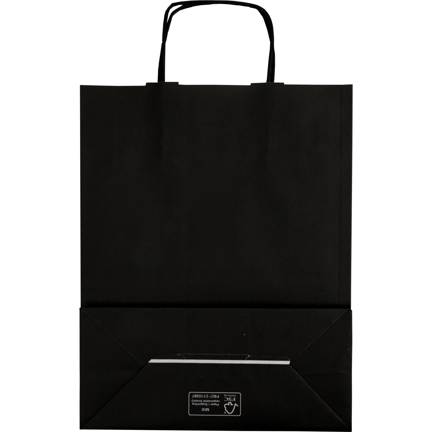 Tas, Kraftpapier, gedraaid papieren koord, 26x 12x35cm, draagtas, zwart 2