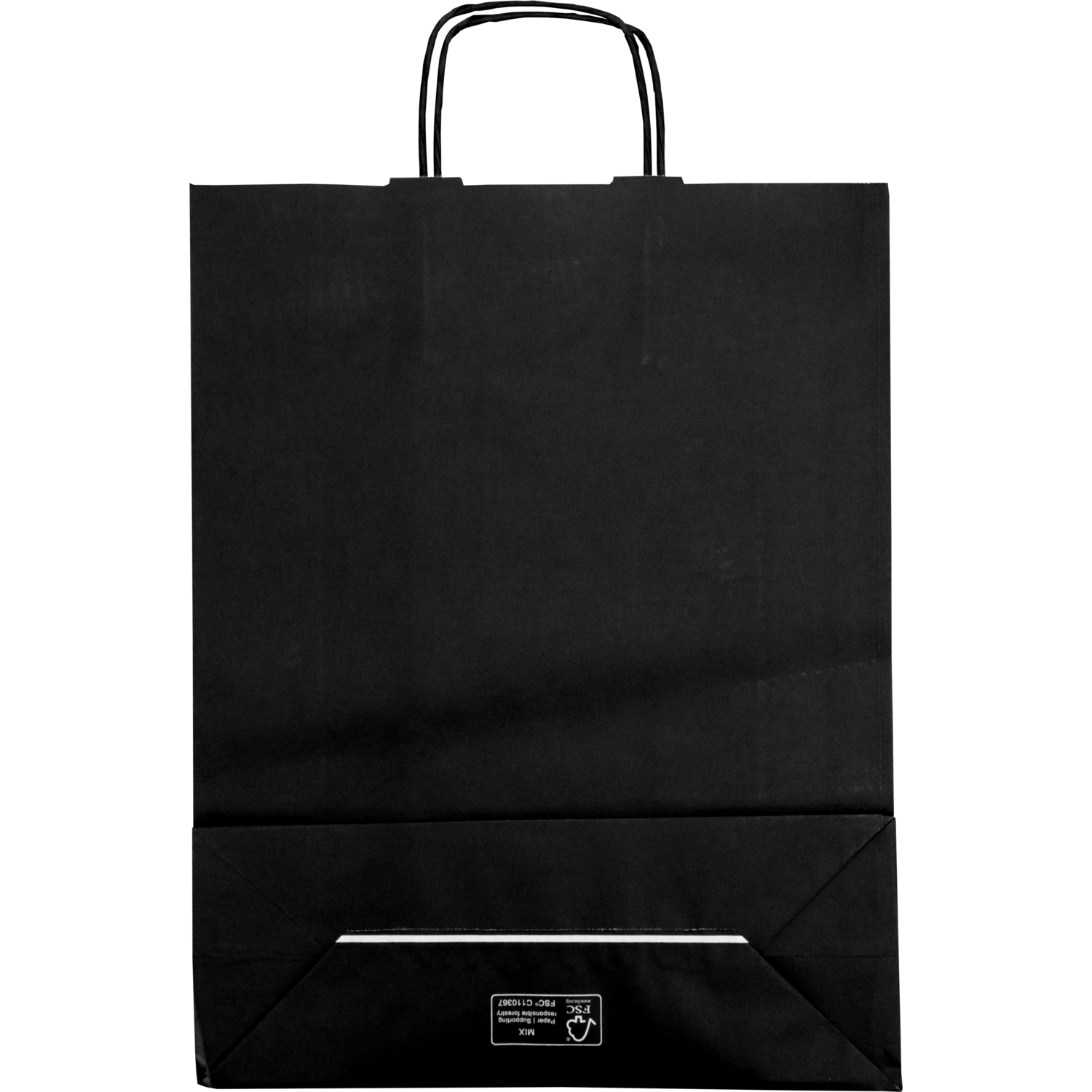 Tas, Kraftpapier, gedraaid papieren koord, 32x 12x41cm, draagtas, zwart 2