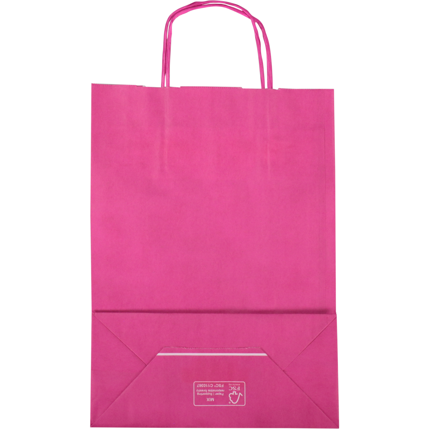 Tas, Kraftpapier, gedraaid papieren koord, 24x 11x33cm, draagtas, roze 2
