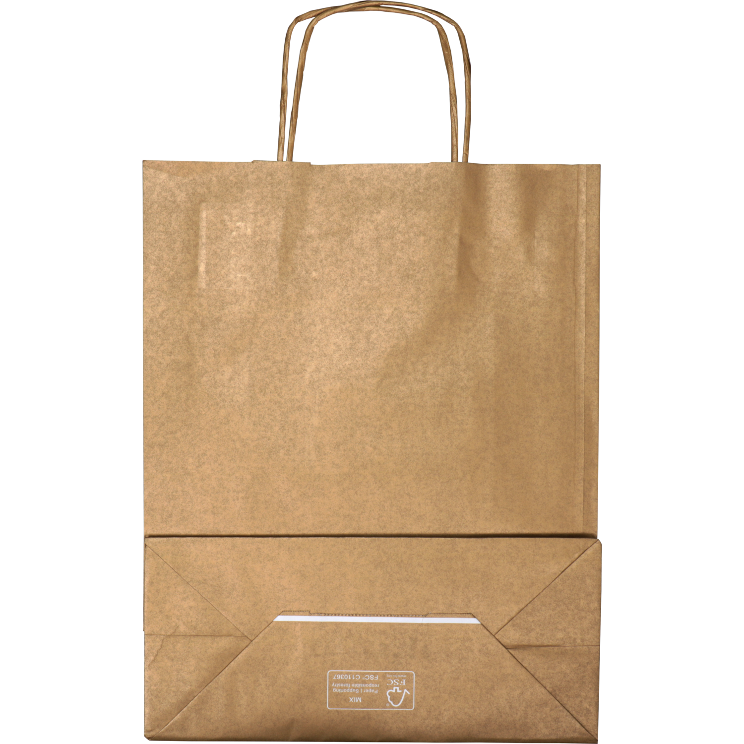 Tas, Kraftpapier, gedraaid papieren koord, 26x 12x35cm, draagtas, goud 2