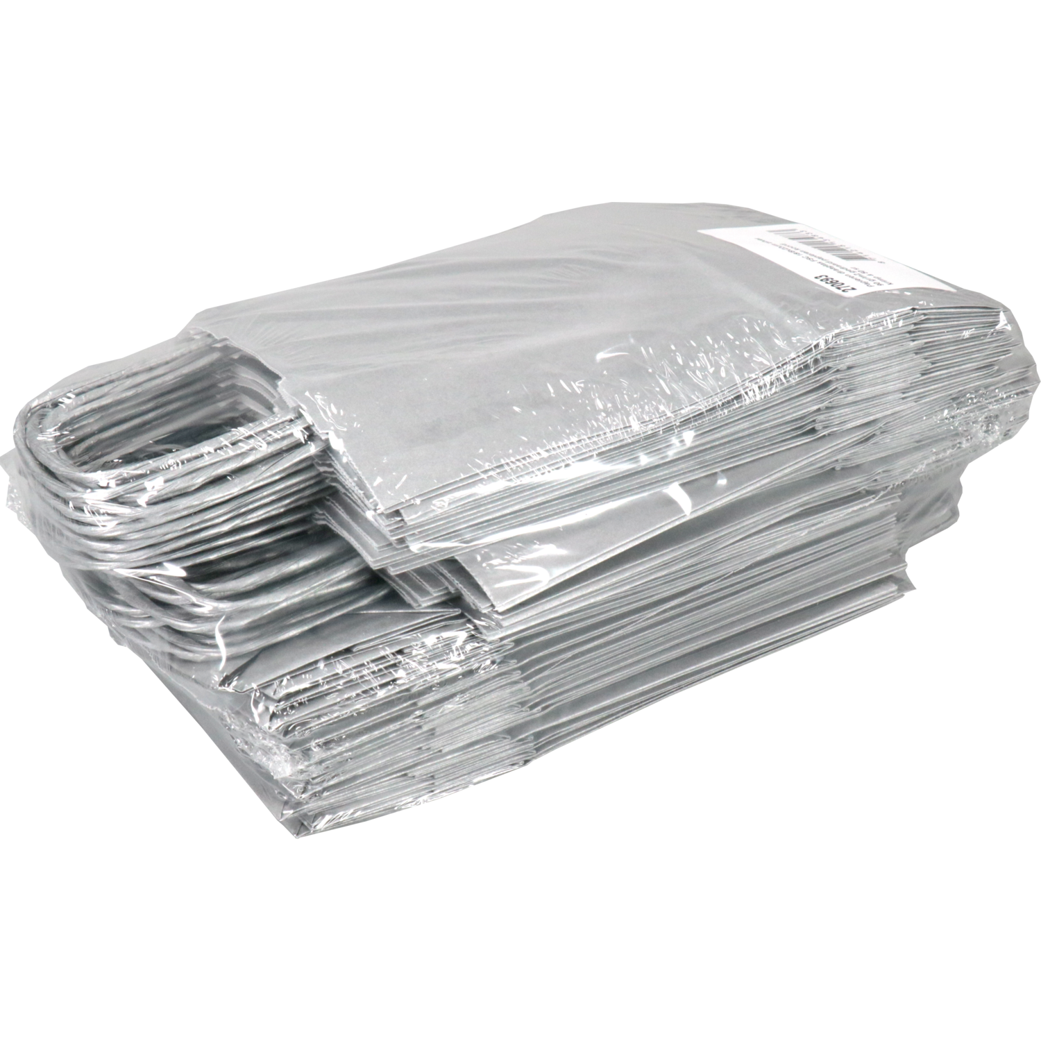Tas, Kraftpapier, gedraaid papieren koord, 18x 8x22cm, draagtas, zilver 3