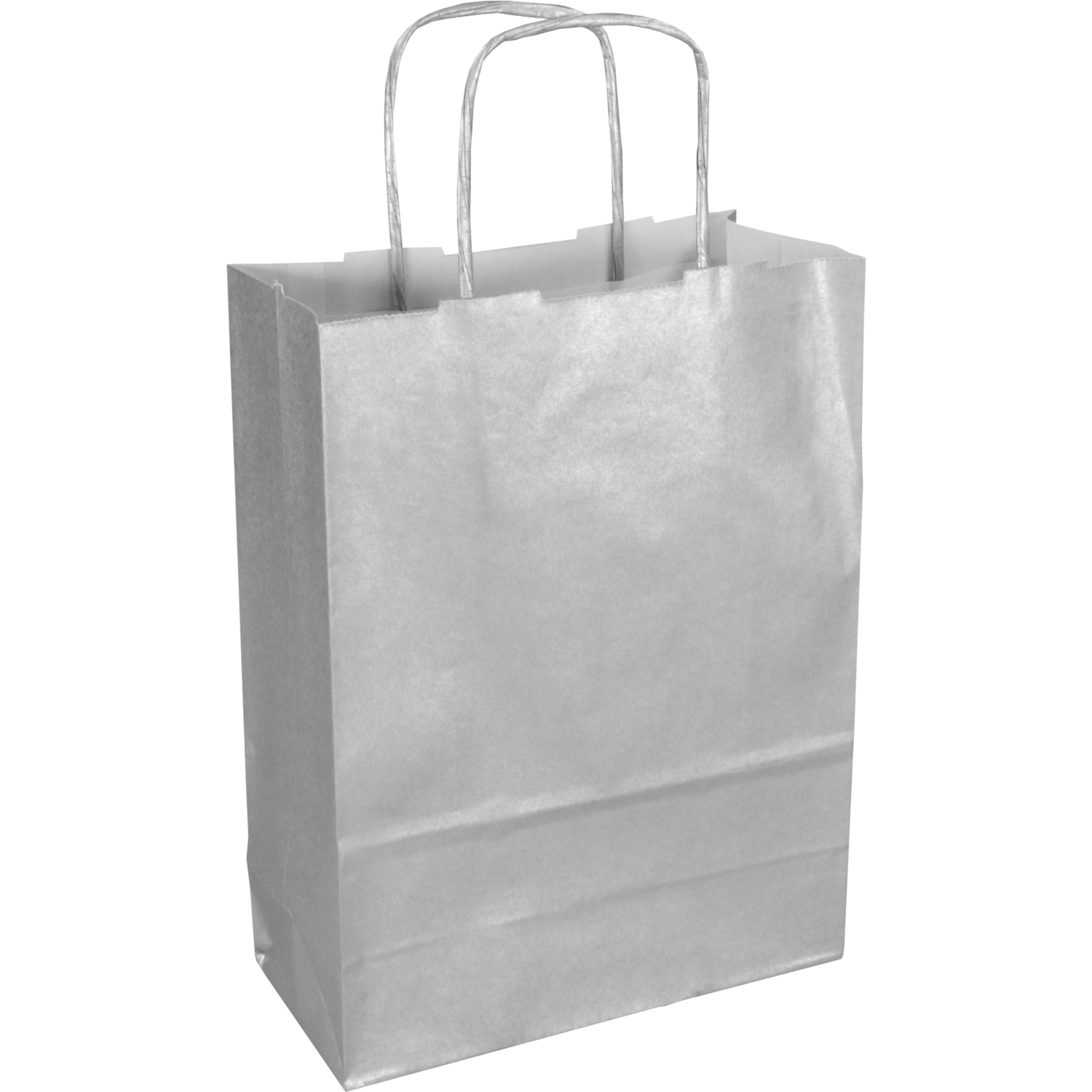 Tas, Kraftpapier, gedraaid papieren koord, 18x 8x22cm, draagtas, zilver 1