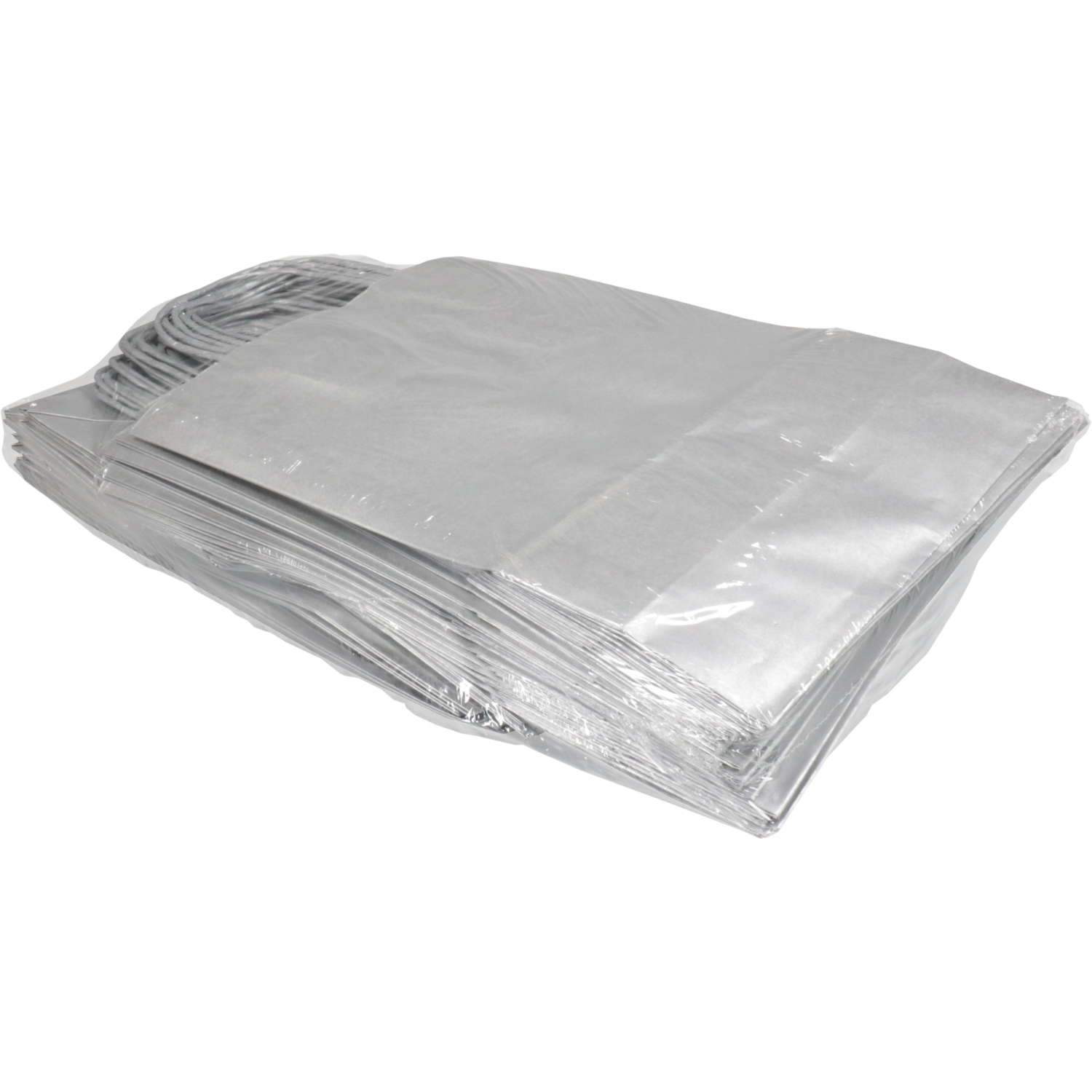 Tas, Kraftpapier, gedraaid papieren koord, 24x 11x33cm, draagtas, zilver 4