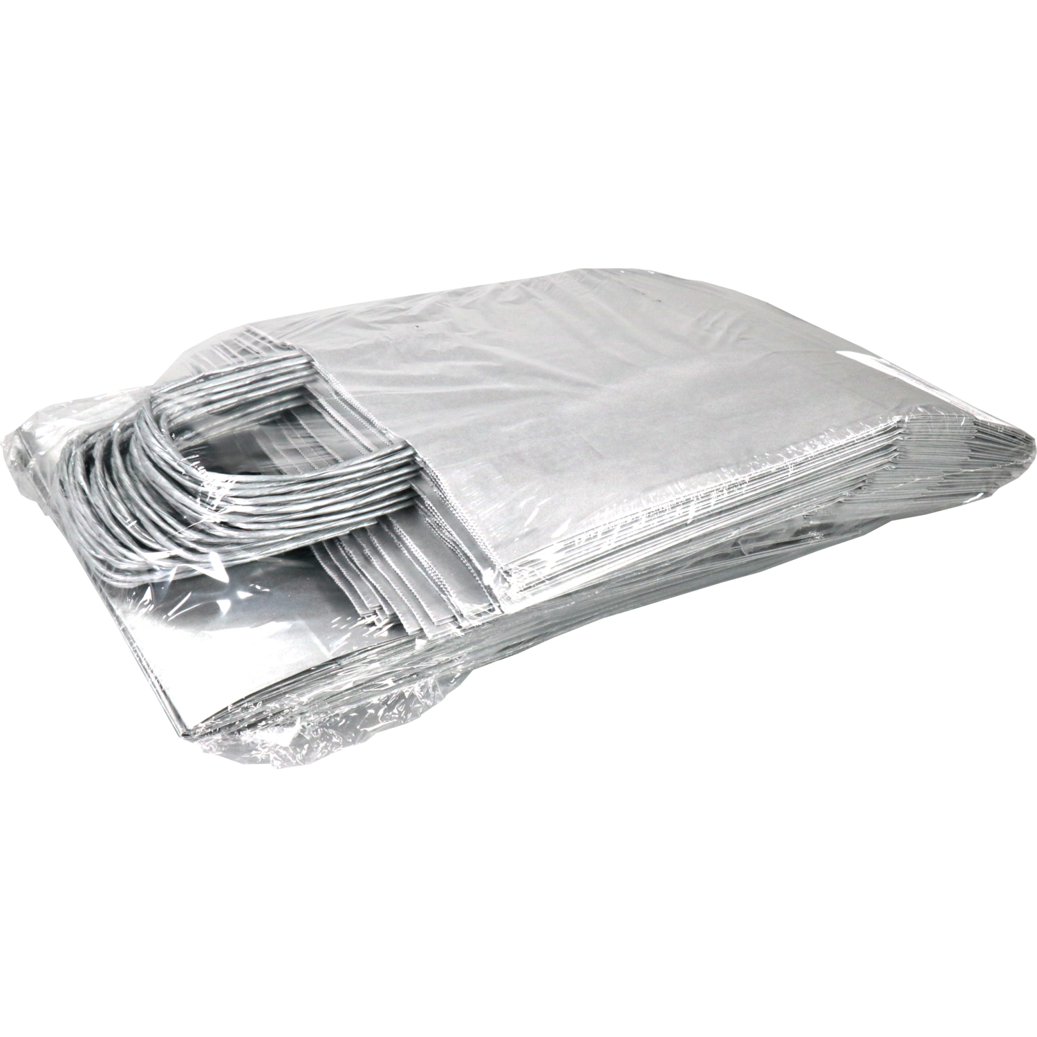 Tas, Kraftpapier, gedraaid papieren koord, 26x 12x35cm, draagtas, zilver 3