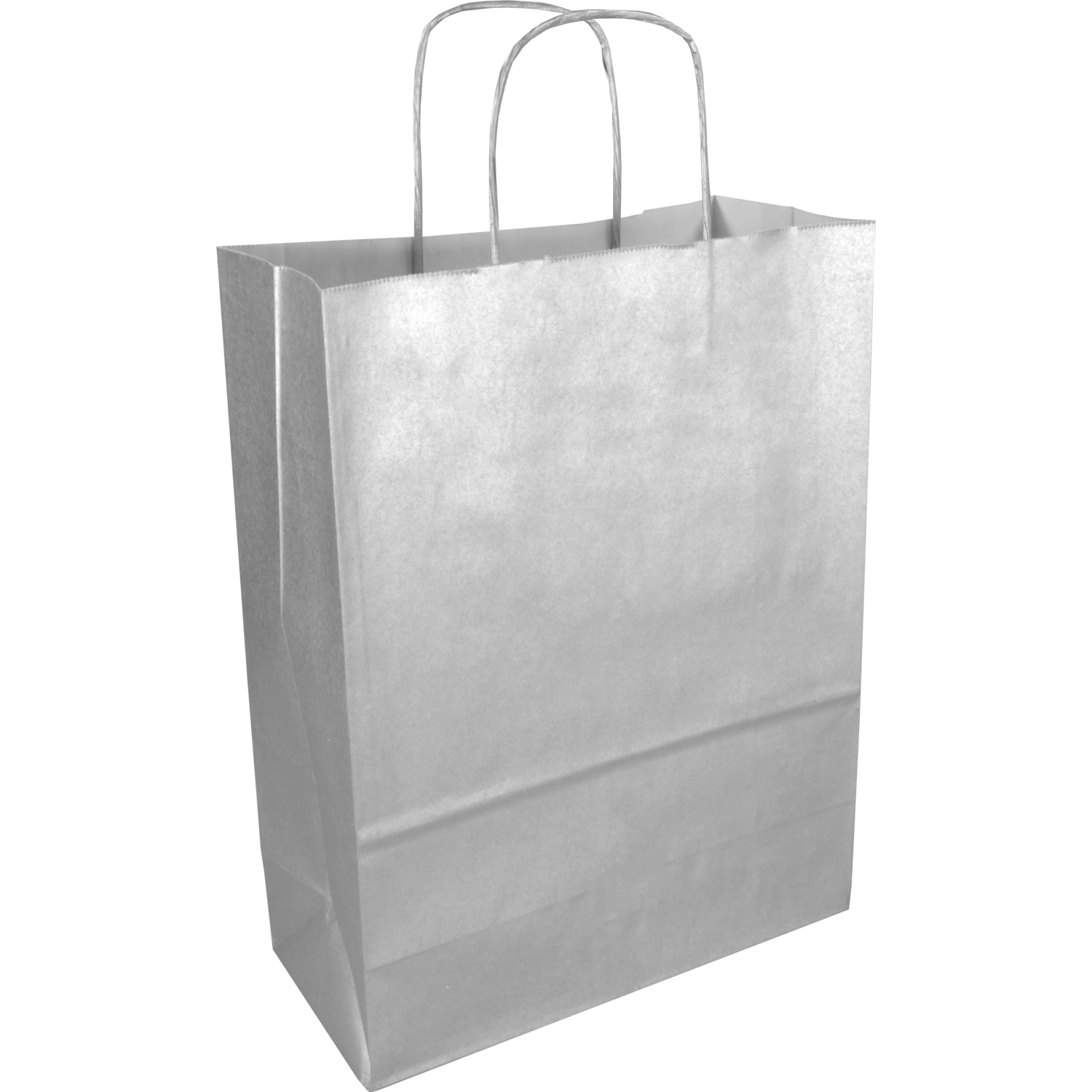 Tas, Kraftpapier, gedraaid papieren koord, 26x 12x35cm, draagtas, zilver 1