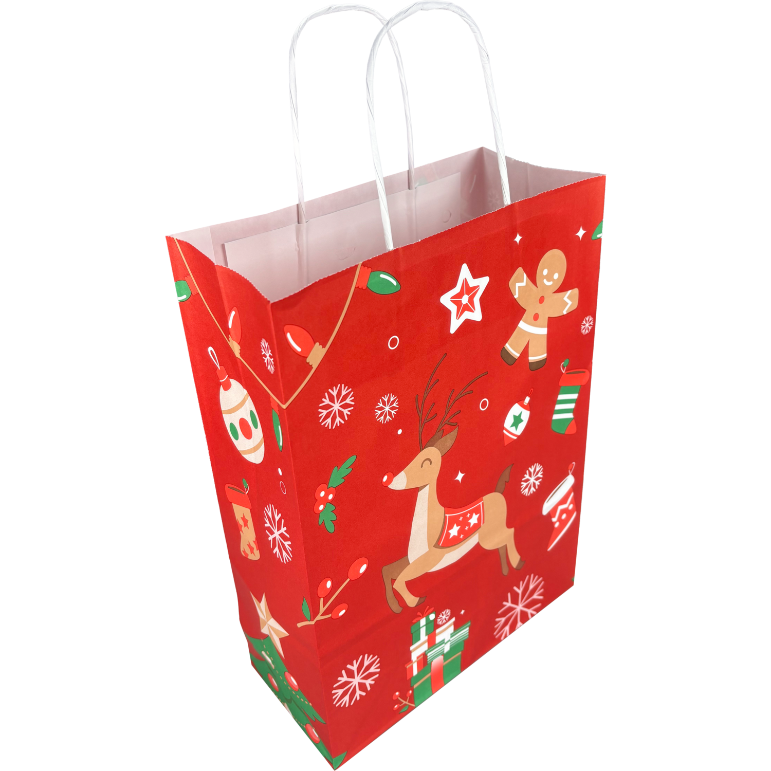 Tas, Hert, Papier, gedraaid papieren koord, 22x 10x31cm, draagtas, rood 2