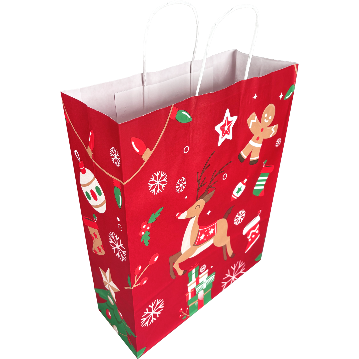 Tas, Hert, Papier, gedraaid papieren koord, 32x 12x41cm, draagtas, rood 2