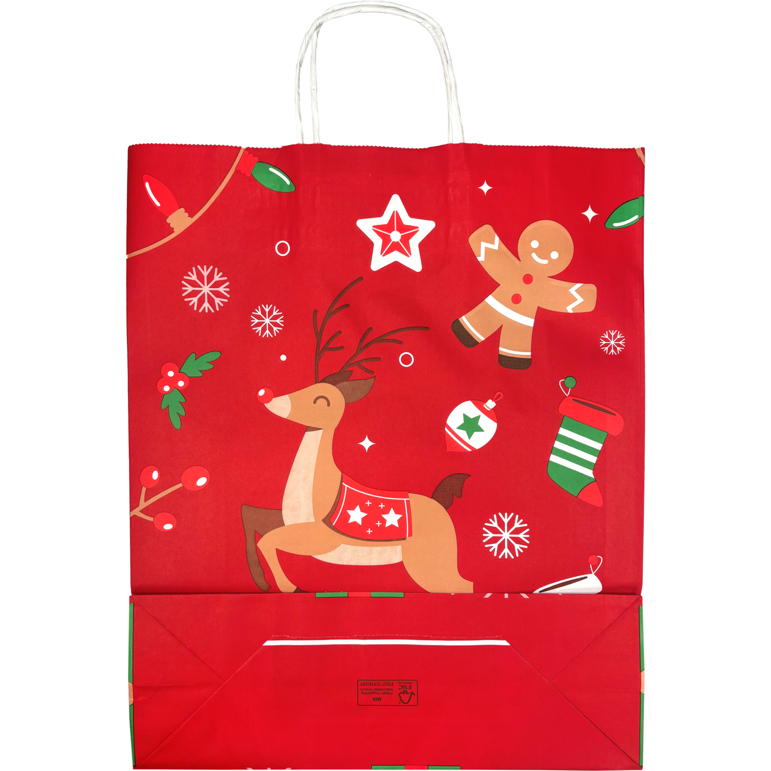 Tas, Hert, Papier, gedraaid papieren koord, 32x 12x41cm, draagtas, rood 4