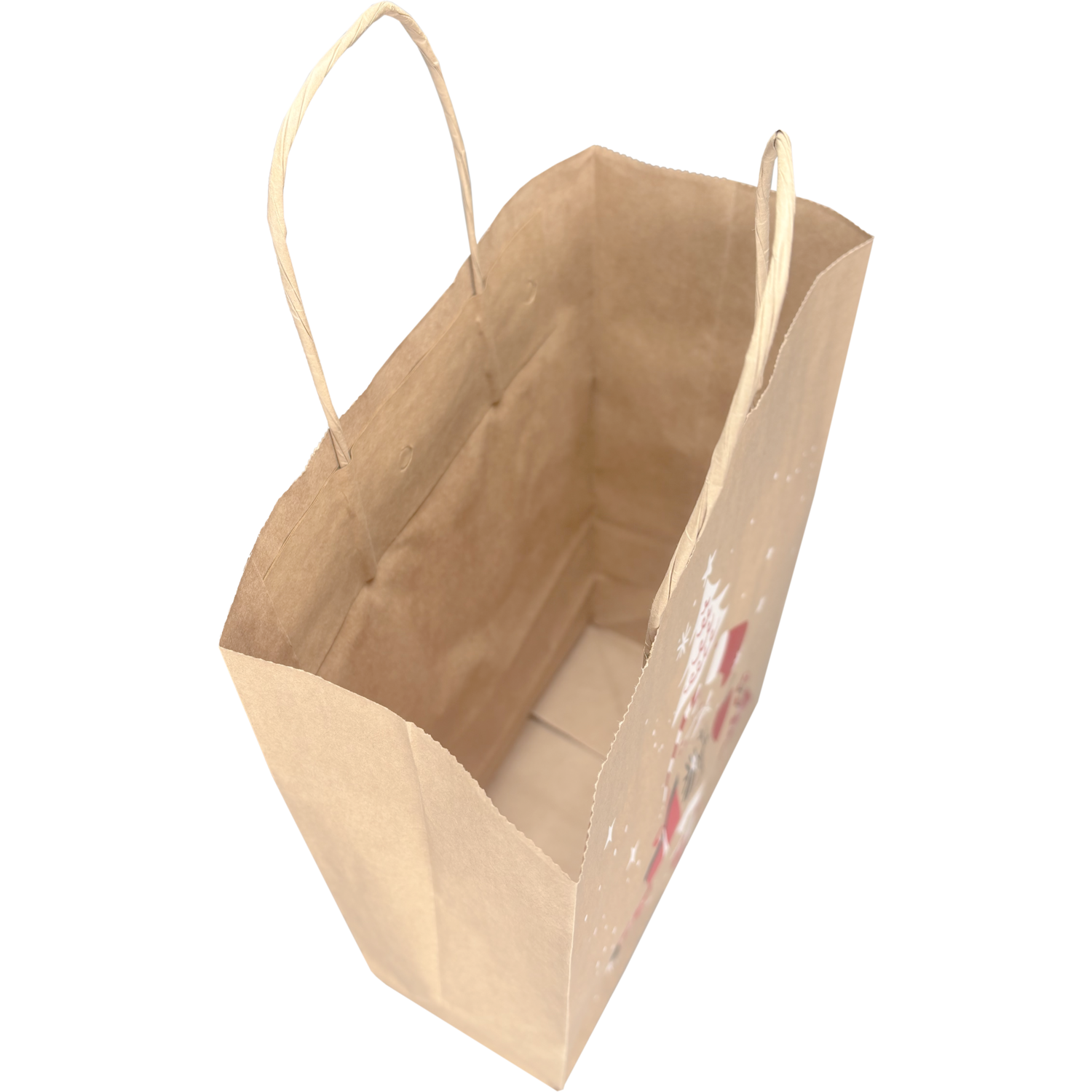 Tas, Boom, Papier, gedraaid papieren koord, 22x 10x31cm, draagtas, bruin/rood/wit/zwart 3