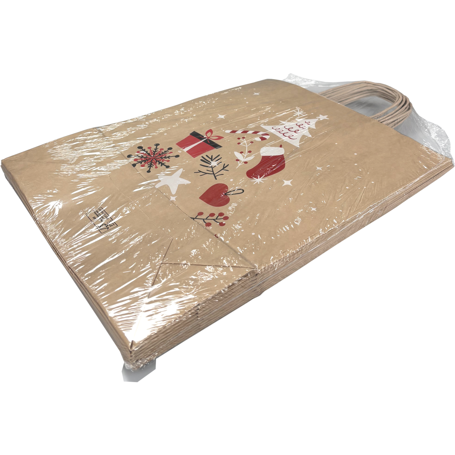Tas, Boom, Papier, gedraaid papieren koord, 32x 12x41cm, draagtas, bruin/rood/wit/zwart 6